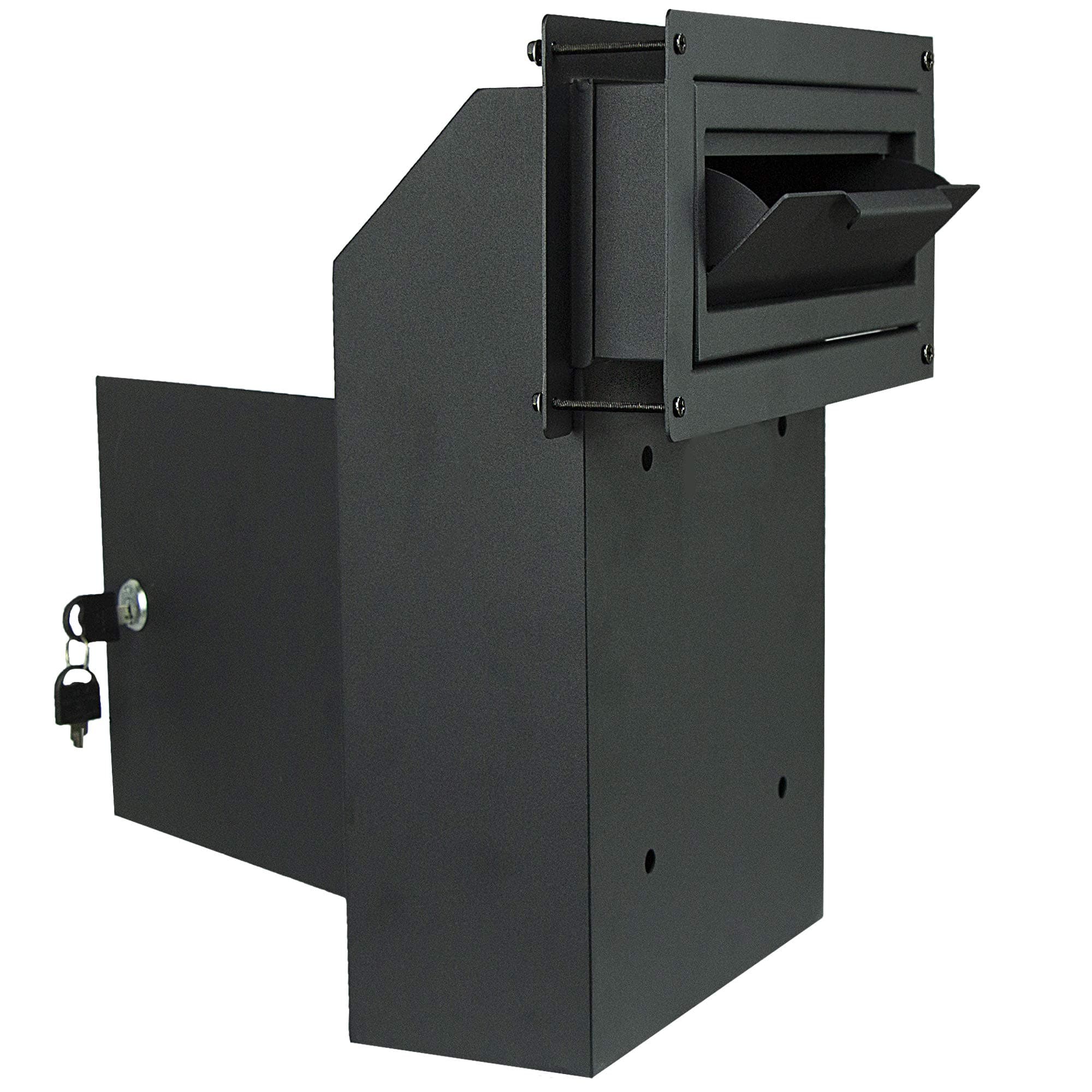 Pochar Door Drop Box for Mail, Rental, Deposit, Night Key, Door Lock Steel Mailbox with Rear Access (Black)