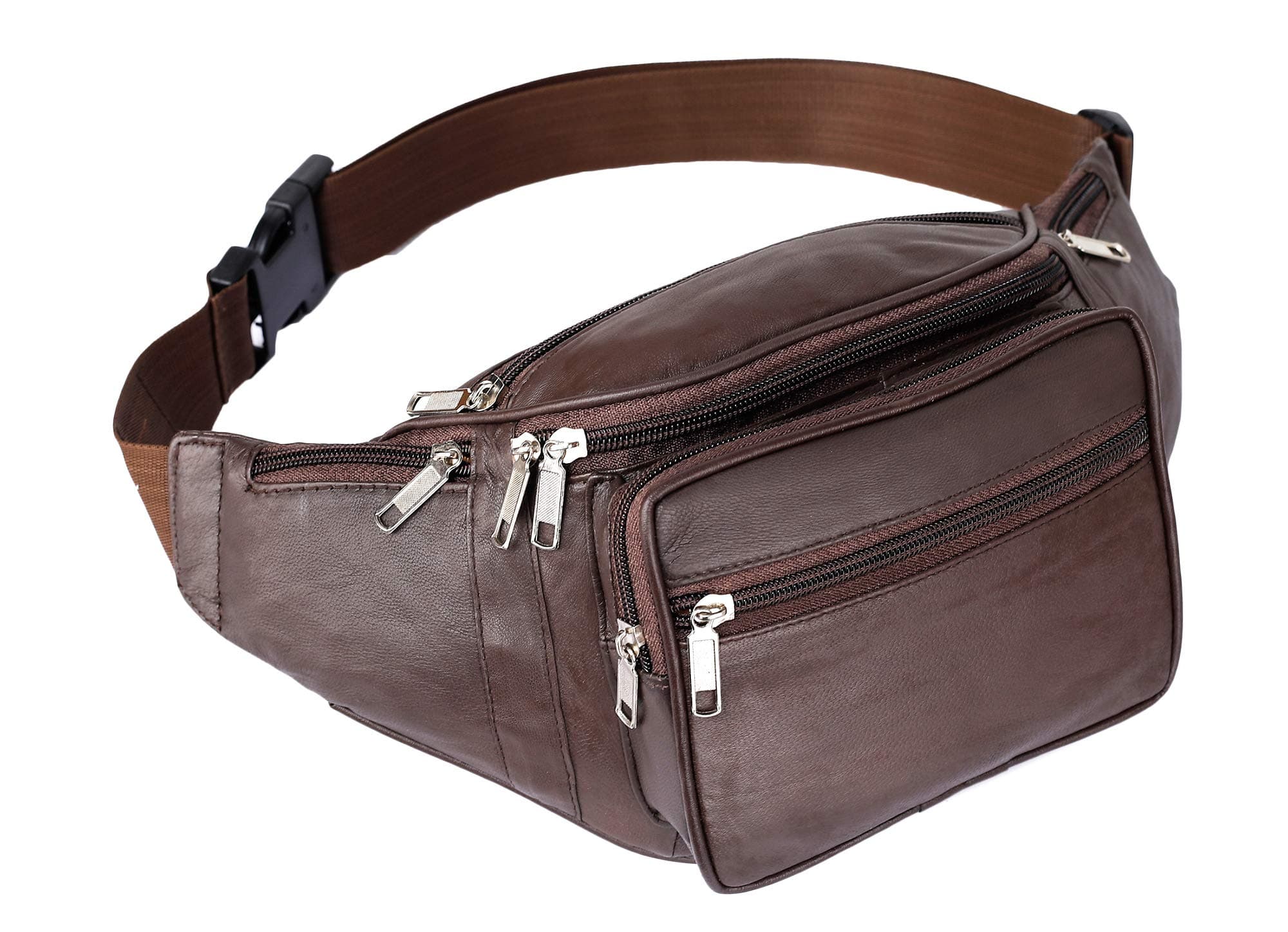 K London Stylish Real Leather Fanny Pack for Men Women,Crossbody Waist Bag Pack,Belt Bag,Easy Carry Any Phone,Wallet, One Size, Fashion Waist Bag Fanny Bag Travel Pouch Passport Holder (1446_Brown)