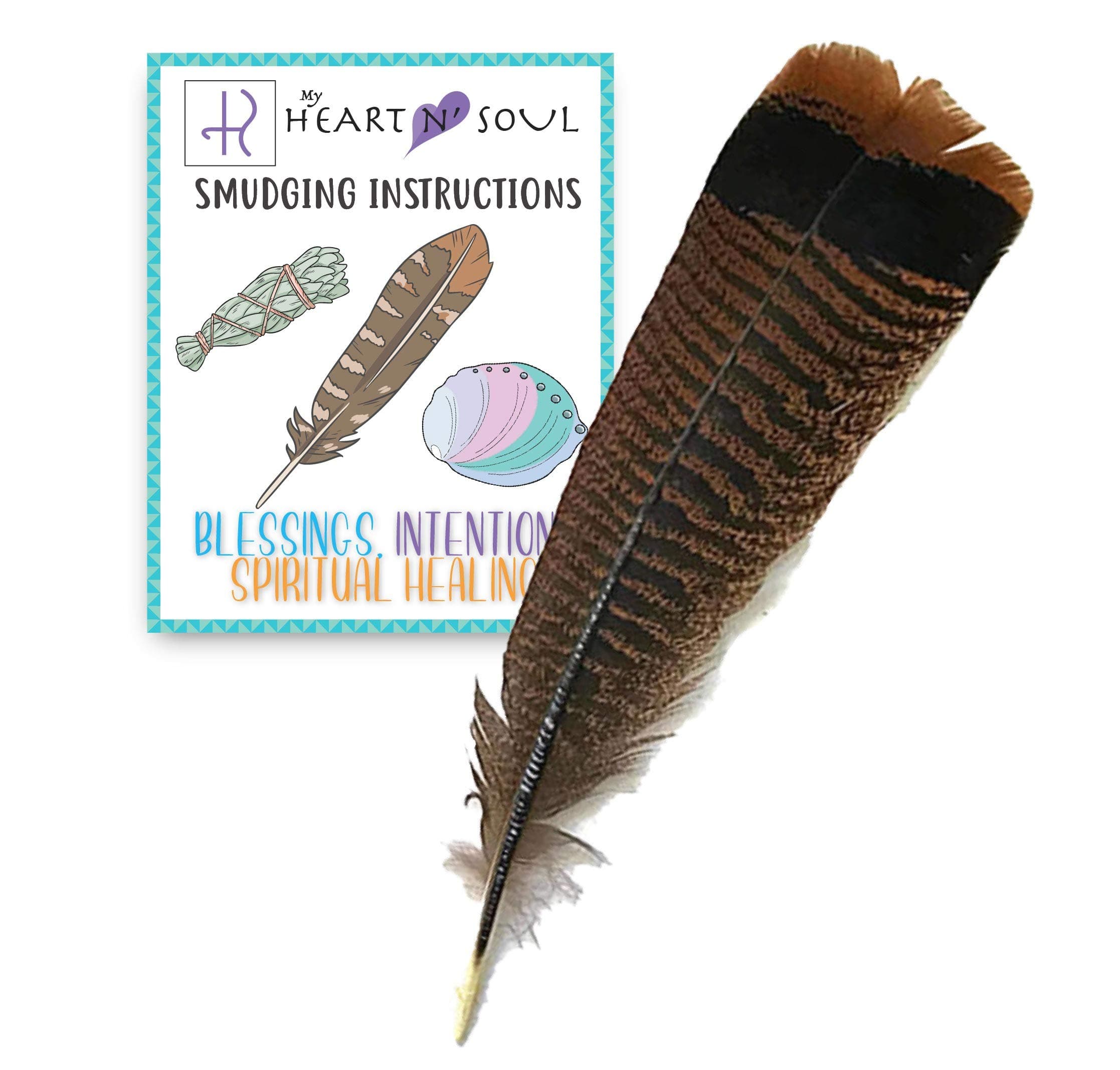 Extra Large Jumbo Size Smudge Feather, Wild Turkey Unique Energy Cleansing Clearing Spiritual Practice House Smudging - Detailed Instructions for Beginners - XXL 15" - 17"