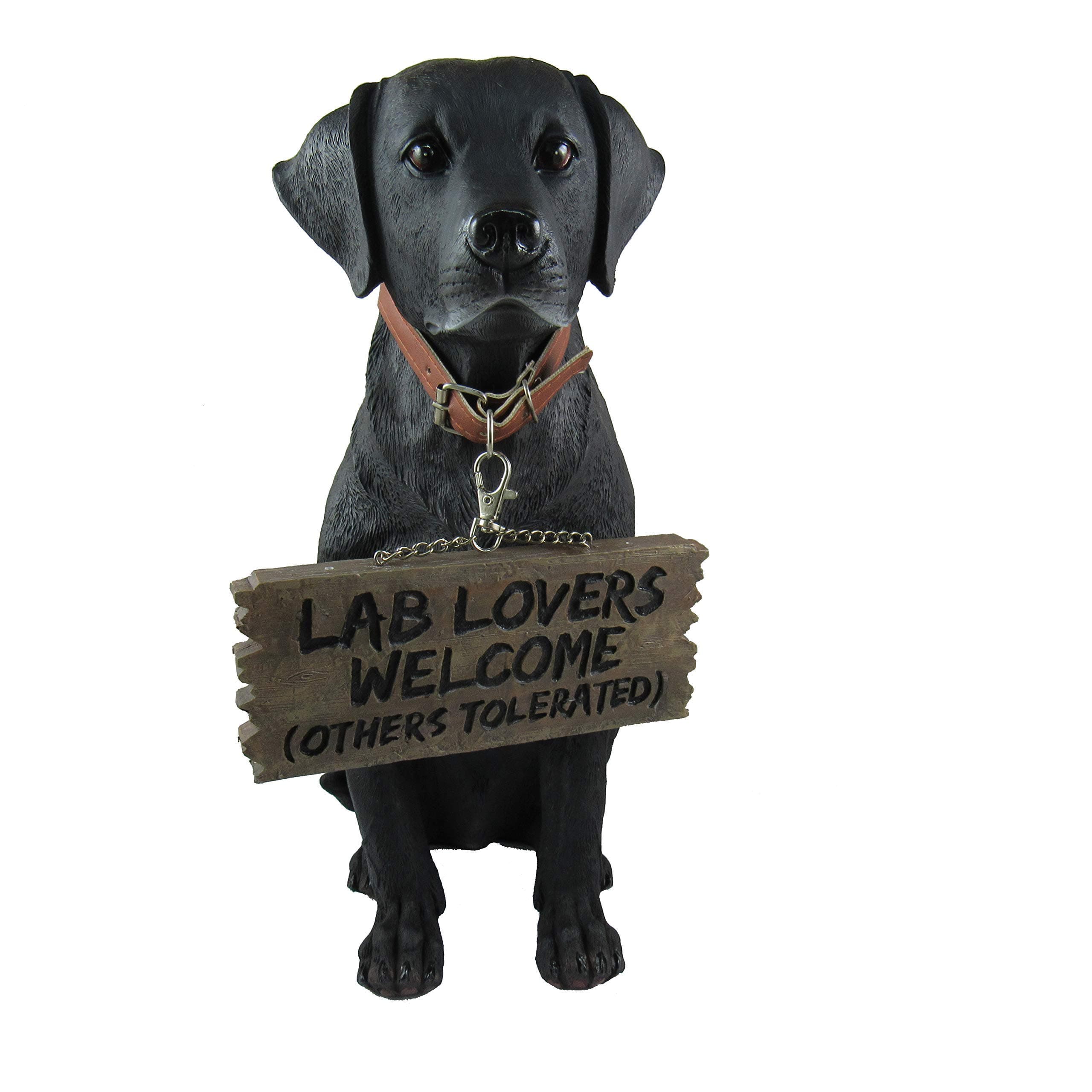 DWK Front Porch Dog Outdoor Welcome Sign Decorative Statue | Cute Dog Welcome Sign for Front Porch Standing | Decorative Garden Statues - Black Labrador