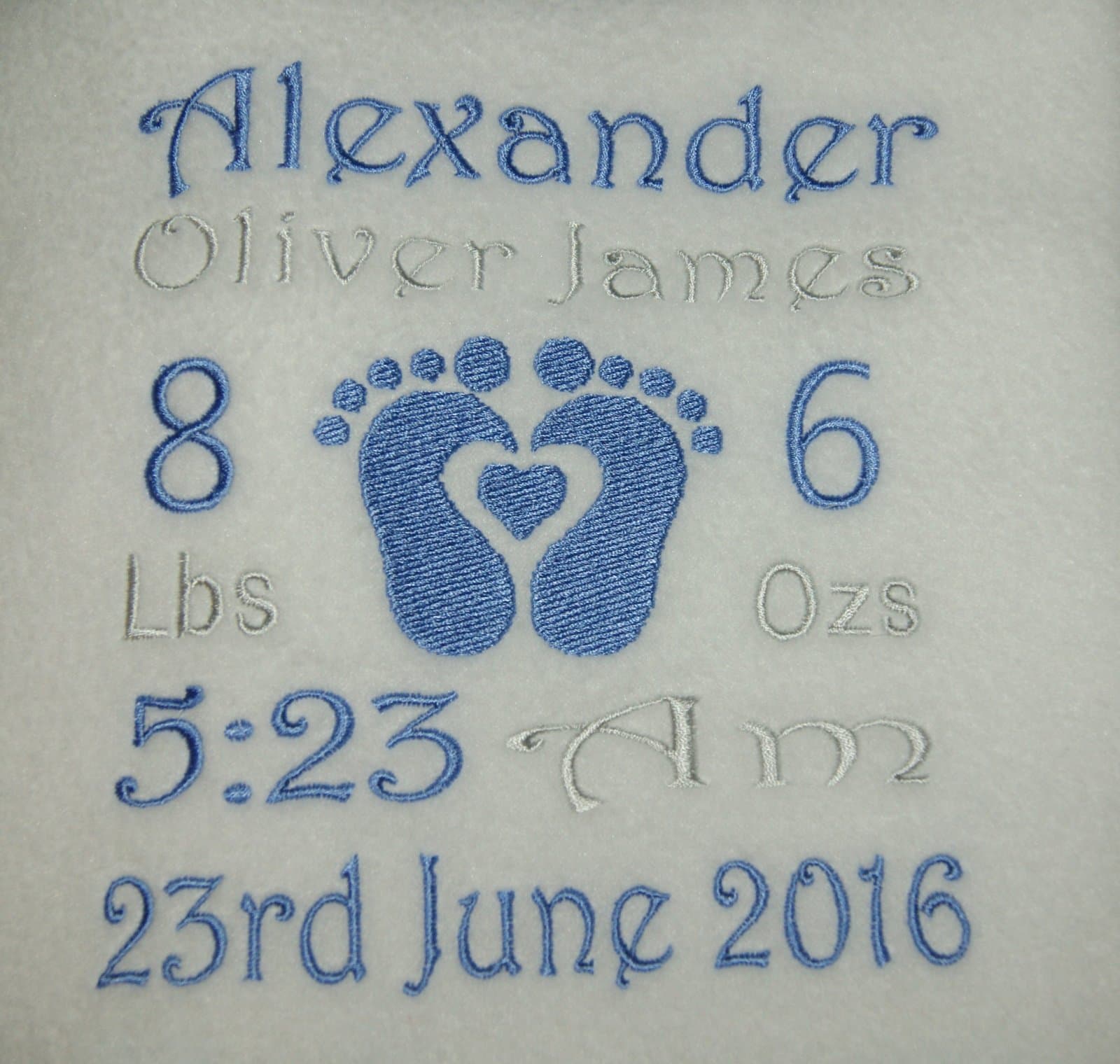 Personalised Baby Keep Sake Fleece Blanket. (White)