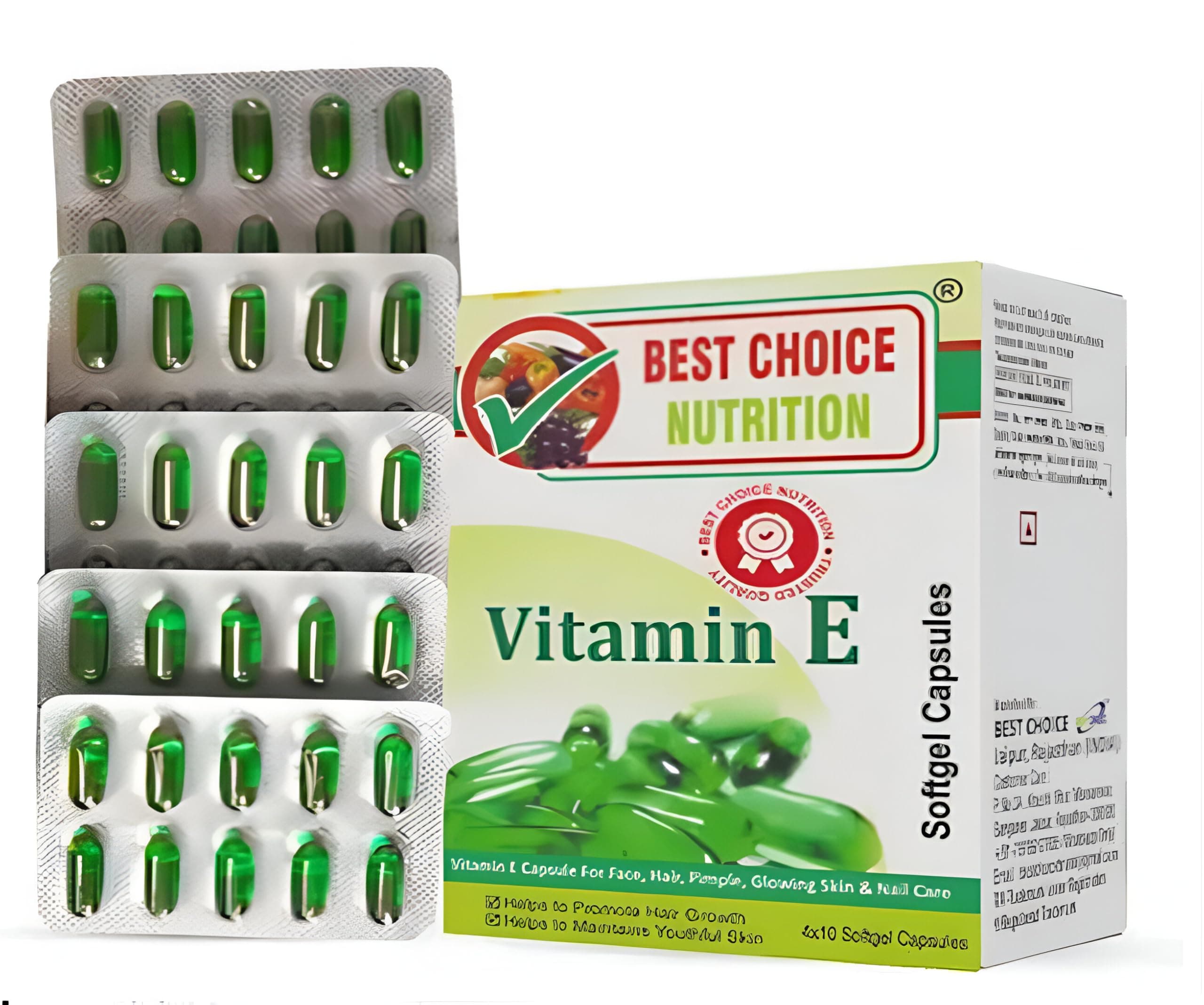 Best Choice Nutrition Vitamin E, 50 capsules |for beautiful skin, healthy hair and eyes