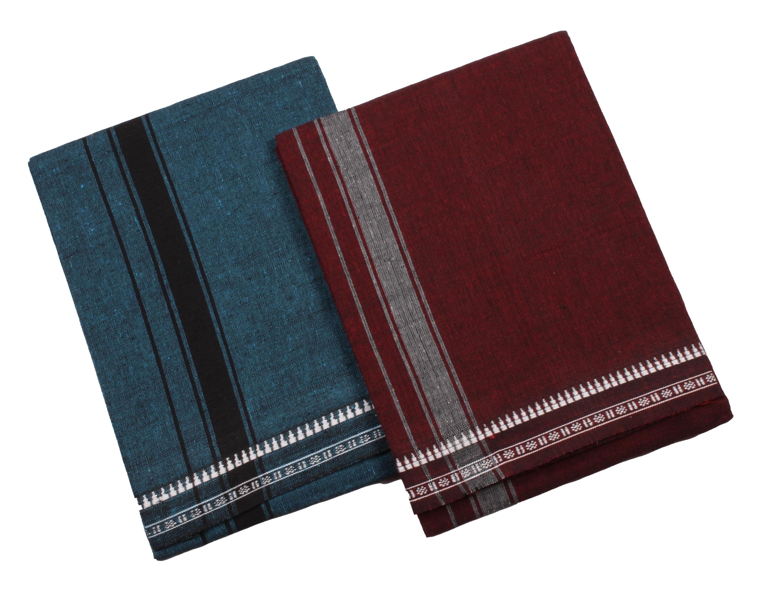 THARUNSHA ELITECotton Men's Single Dhoti -1.9 Mtrs Color Dhoti Big Border Set of 2