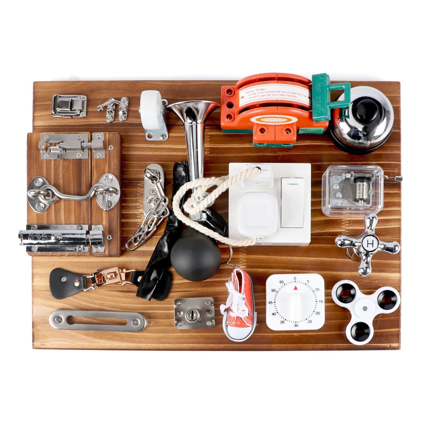 20-in-1 Busy Board for Toddlers - Travel Toy Activity Board for Fine Motor Skills - Toys for 3 Years Old Kids With Switch, Locks, Shoe Laces, Music Box