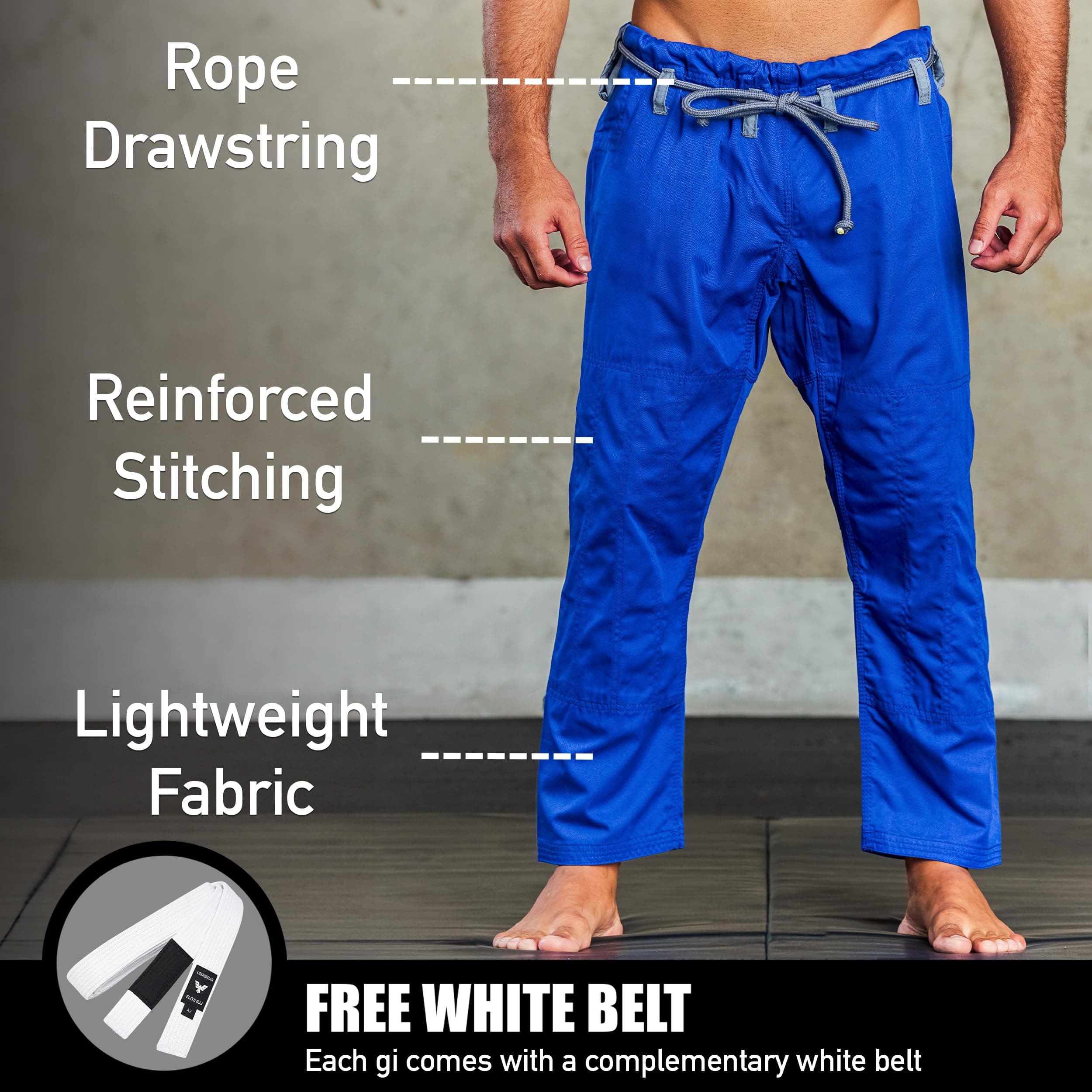 Elite Sports IBJJF Ultra Lightweight Jiu Jitsu Gi with Preshrunk Fabric Belt