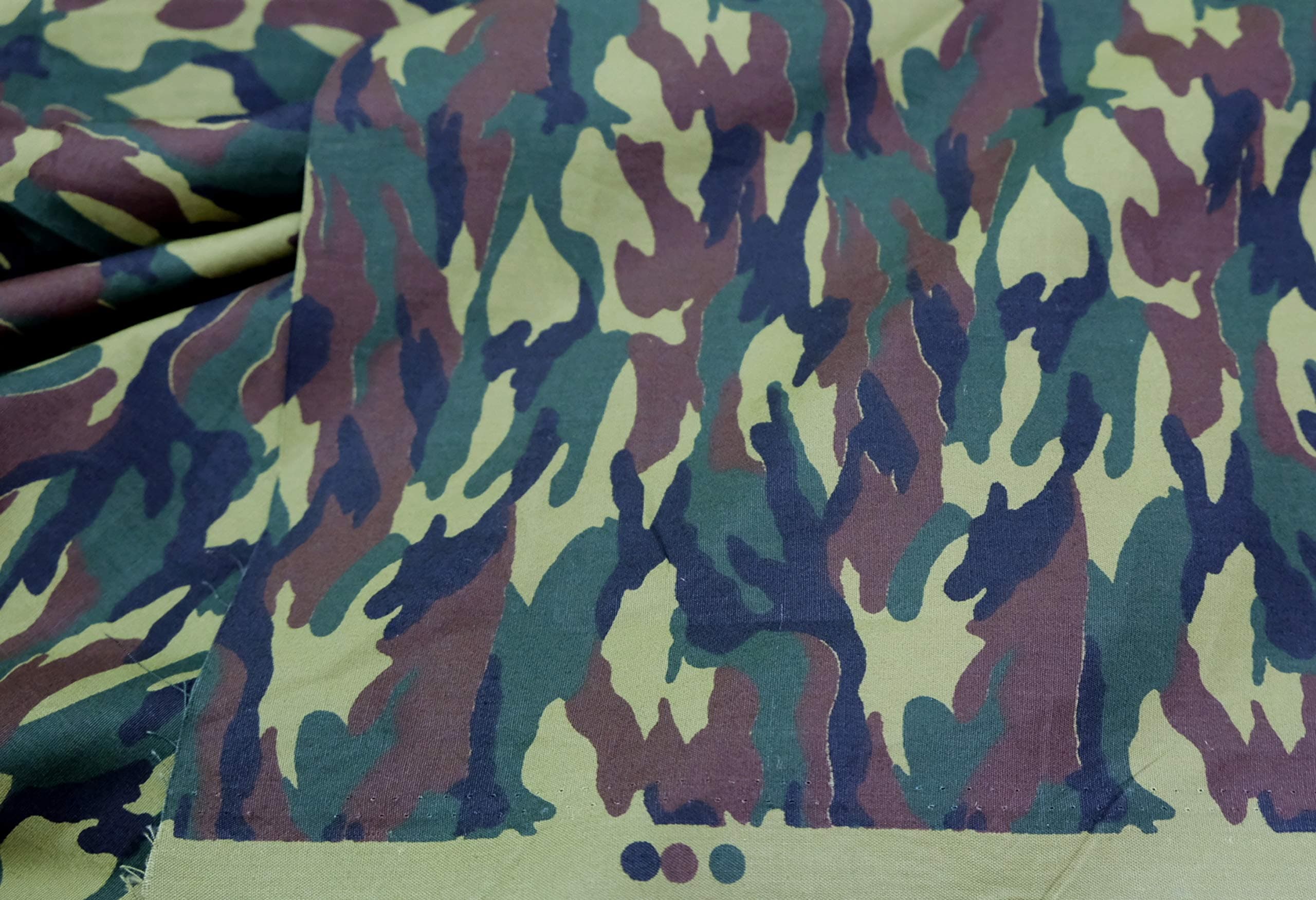 Fabricent Army Camouflage Green Brown 100% Cotton Fabric 44" W by The Yard
