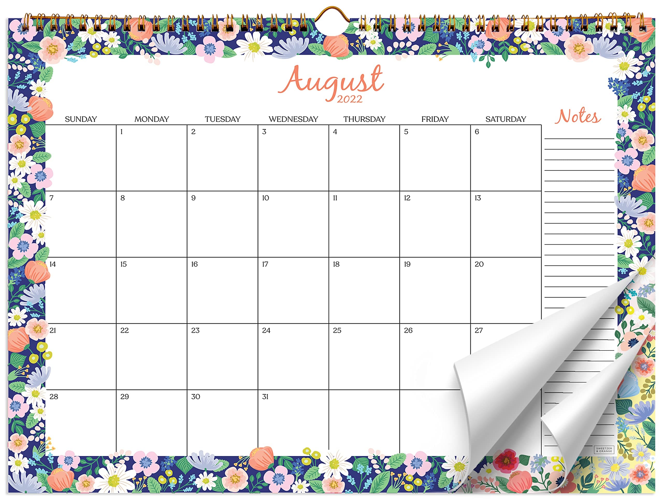 Sweetzer & Orange 2022 Wall and Desk Calendars - 18-Month Calendar from Jul 2021-Dec 2022 - 120GSM Paper, Space for Notes - Home & Office Monthly Planner Organiser with Colourful Designs - 29.2x37cm