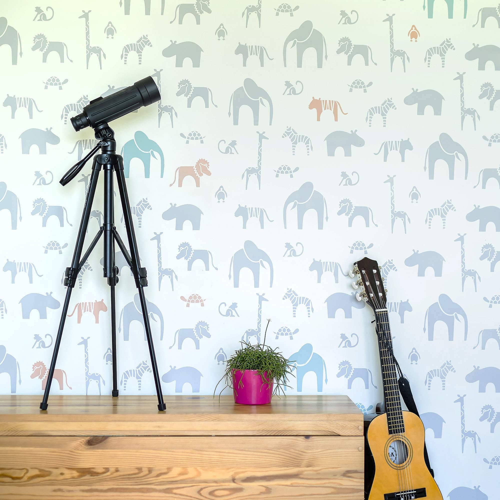 Zoo Safari Large Wall Stencil for Painting - XL Size 24"x39.5" - Animal Stencils for Kids Room