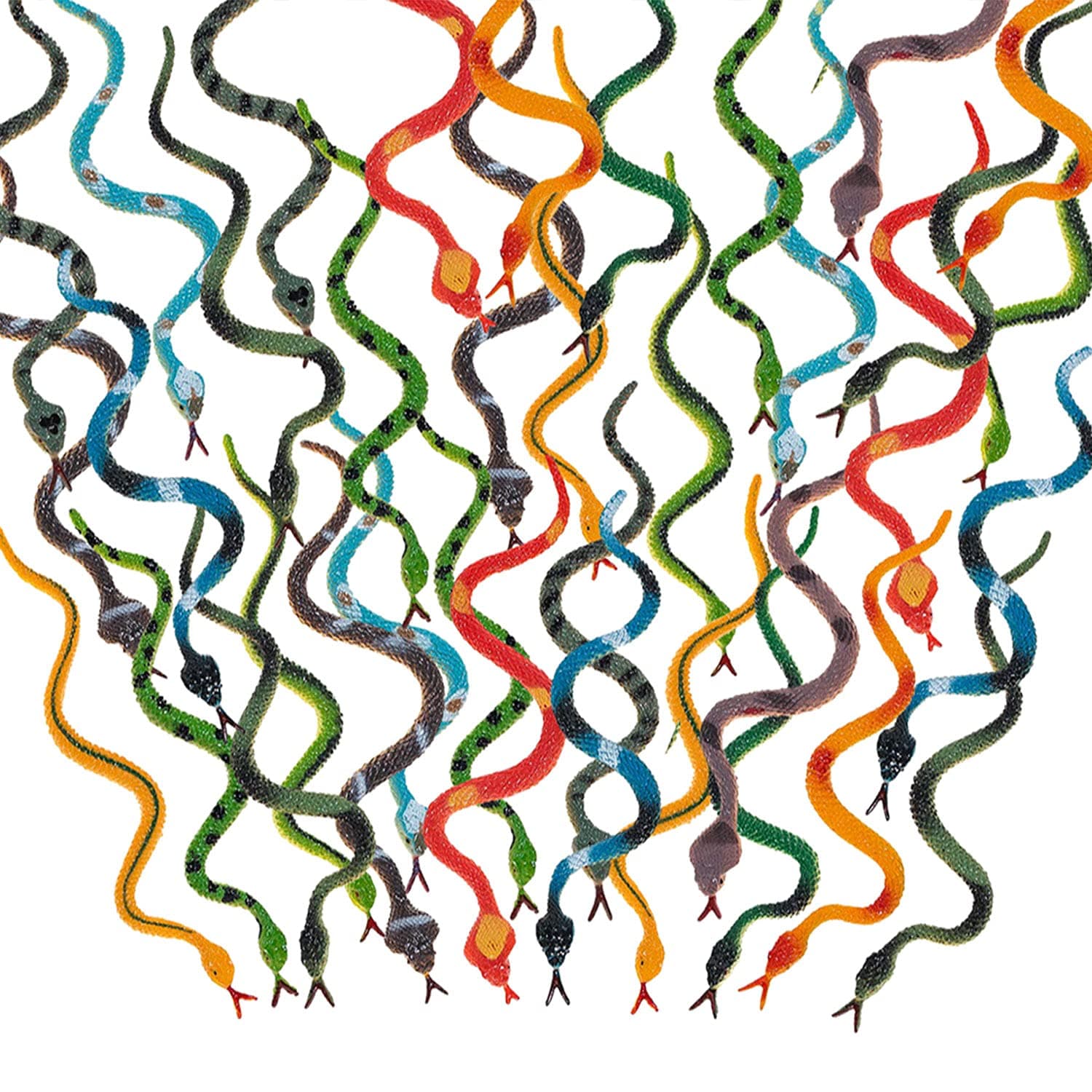 Whaline 36 Pieces Plastic Snakes, 4.5 Inch Realistic Snakes Multicolor Fake Snake Small Rain Forest Snake for Party Favors Decorations, Halloween, Prank and Prop