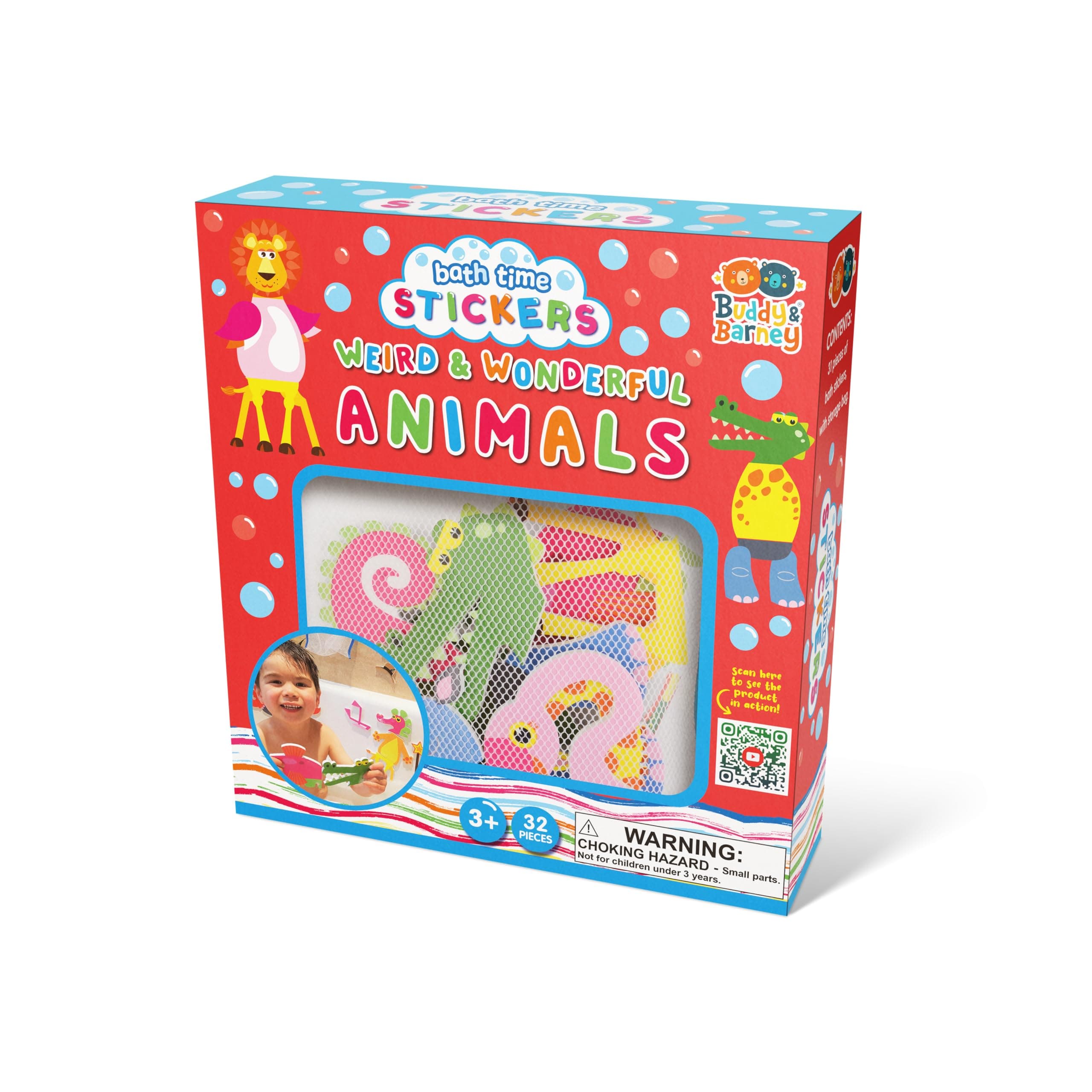 Weird And Wonderful Animals Bath Time Stickers Toy For Kids. Water Play. Gifts for children baby. Storage Organiser Bag