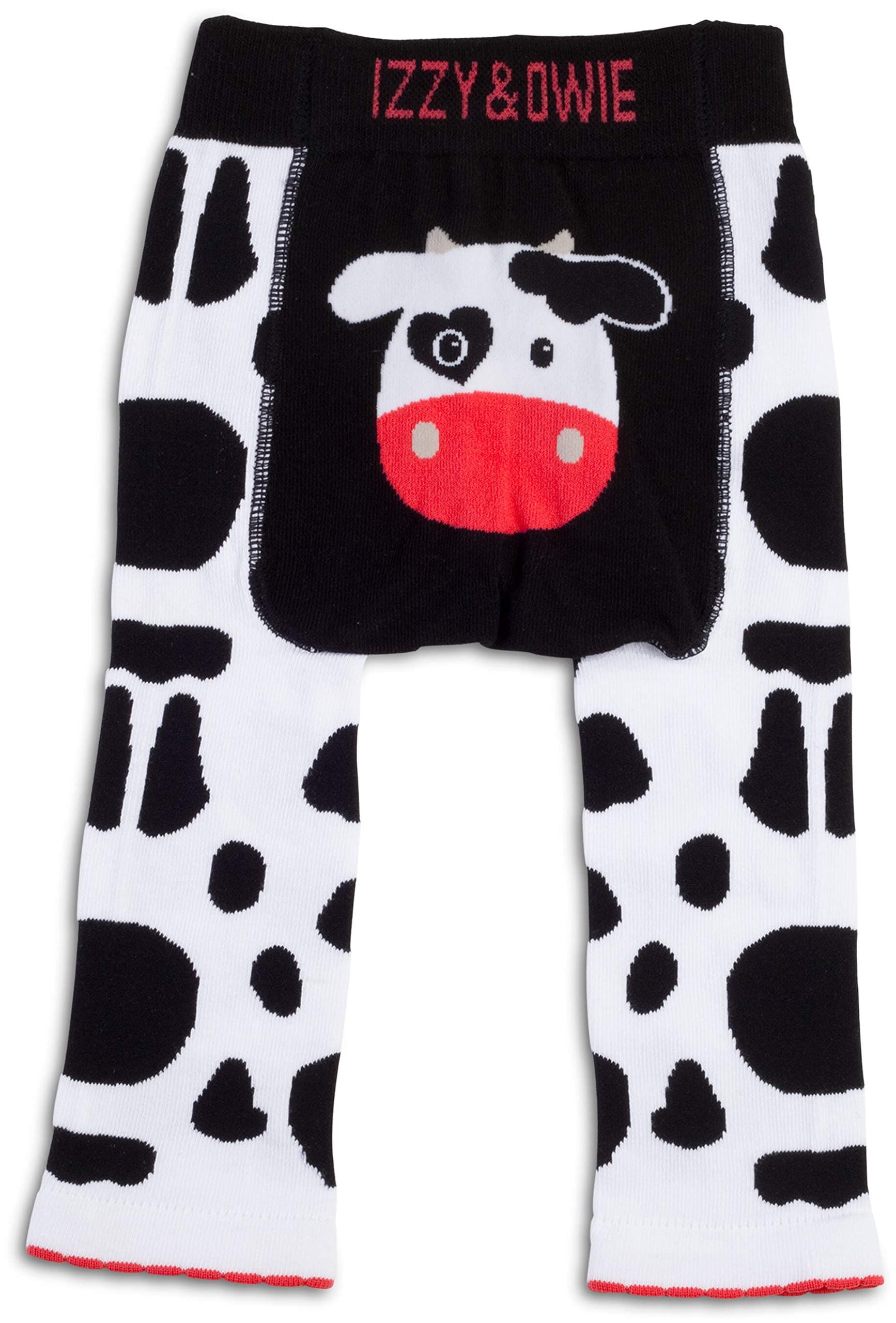 Izzy & Owie Baby Girl Cow Leggings for 12-24 Months, White, 12-24 M