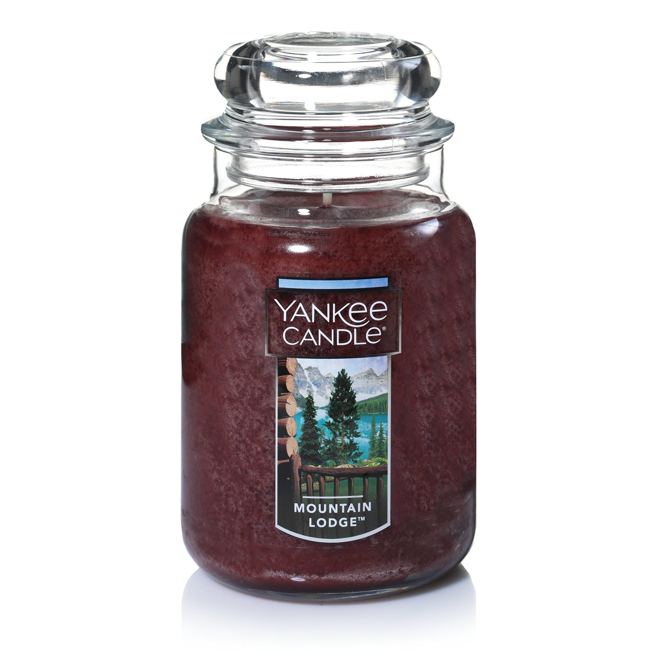 Yankee Candle Mountain Lodge Scented Classic 22oz Large Jar Single Wick Aromatherapy Candle Over 110 Hours of Burn Time Apothecary Jar Fall Scented for Home