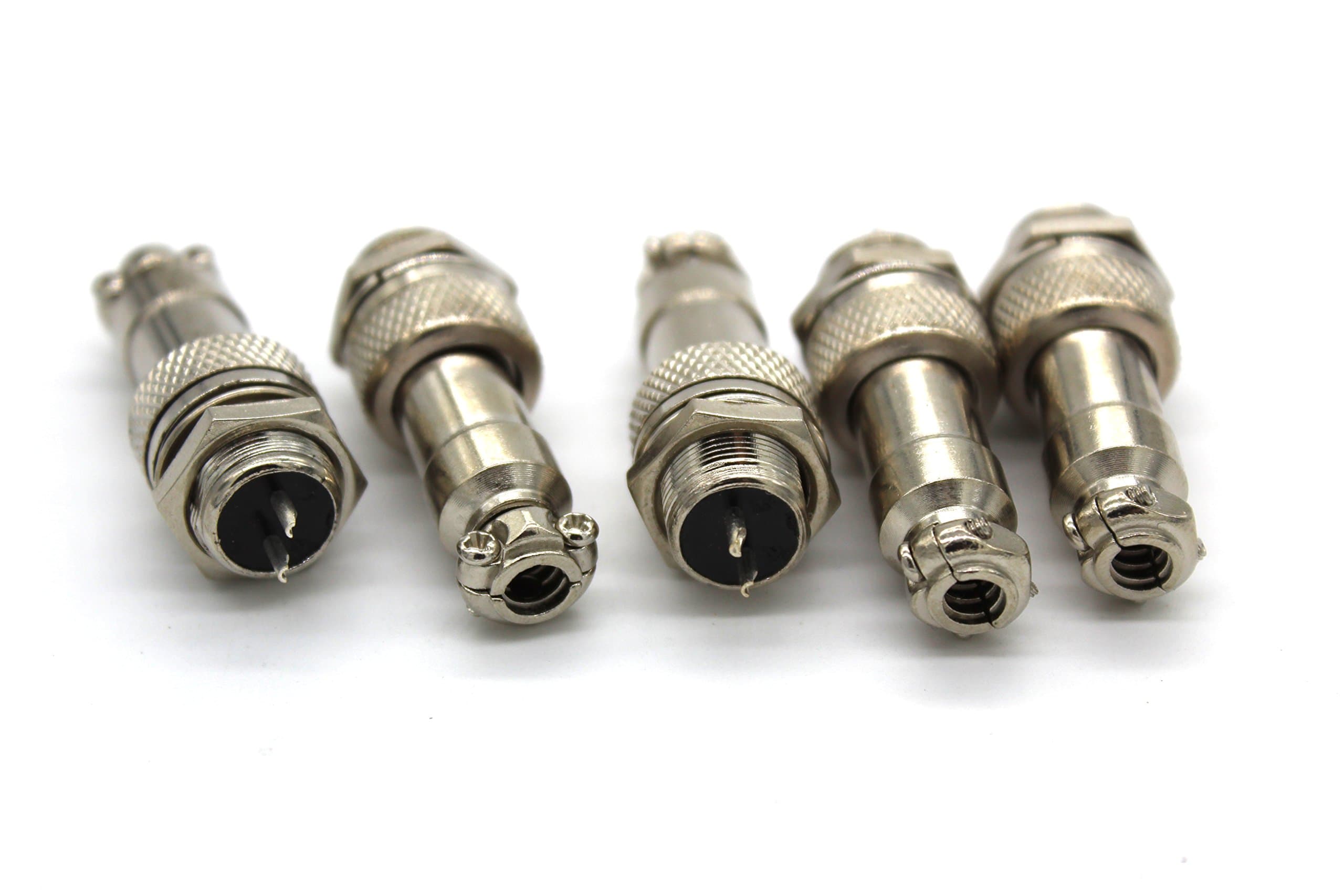 5Pcs Aviation Male Female Connectors 2 Pin for 12mm Panel Hole