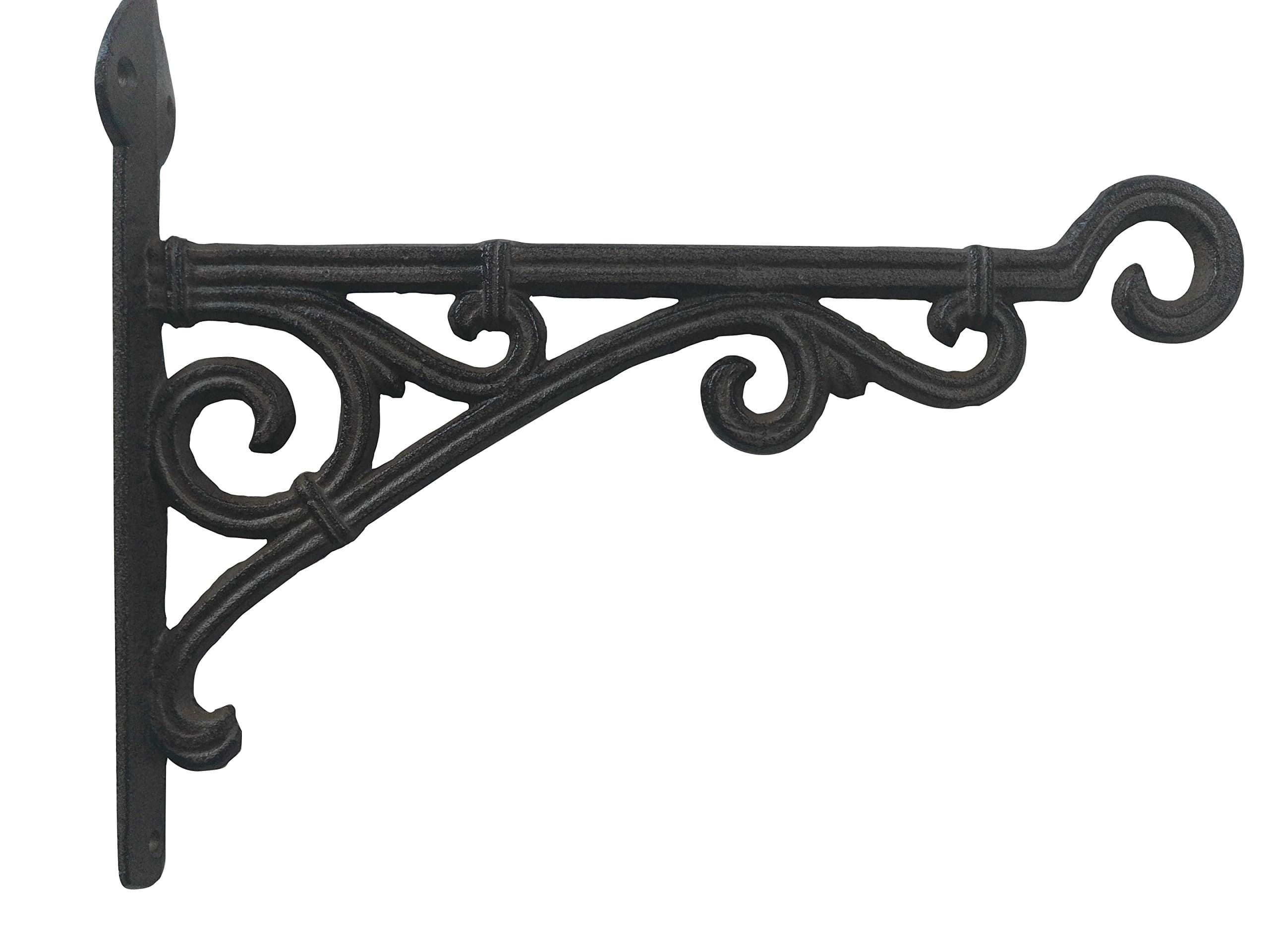 Comfy Hour 11" Heavy Duty Cast Iron Plant Wall Hanger, Decorative Bird Feeder Bracket for Outdoor Garden, Metal Hanging Plant Hook for Flower Pots, Lanterns & Wind Chimes, Brown