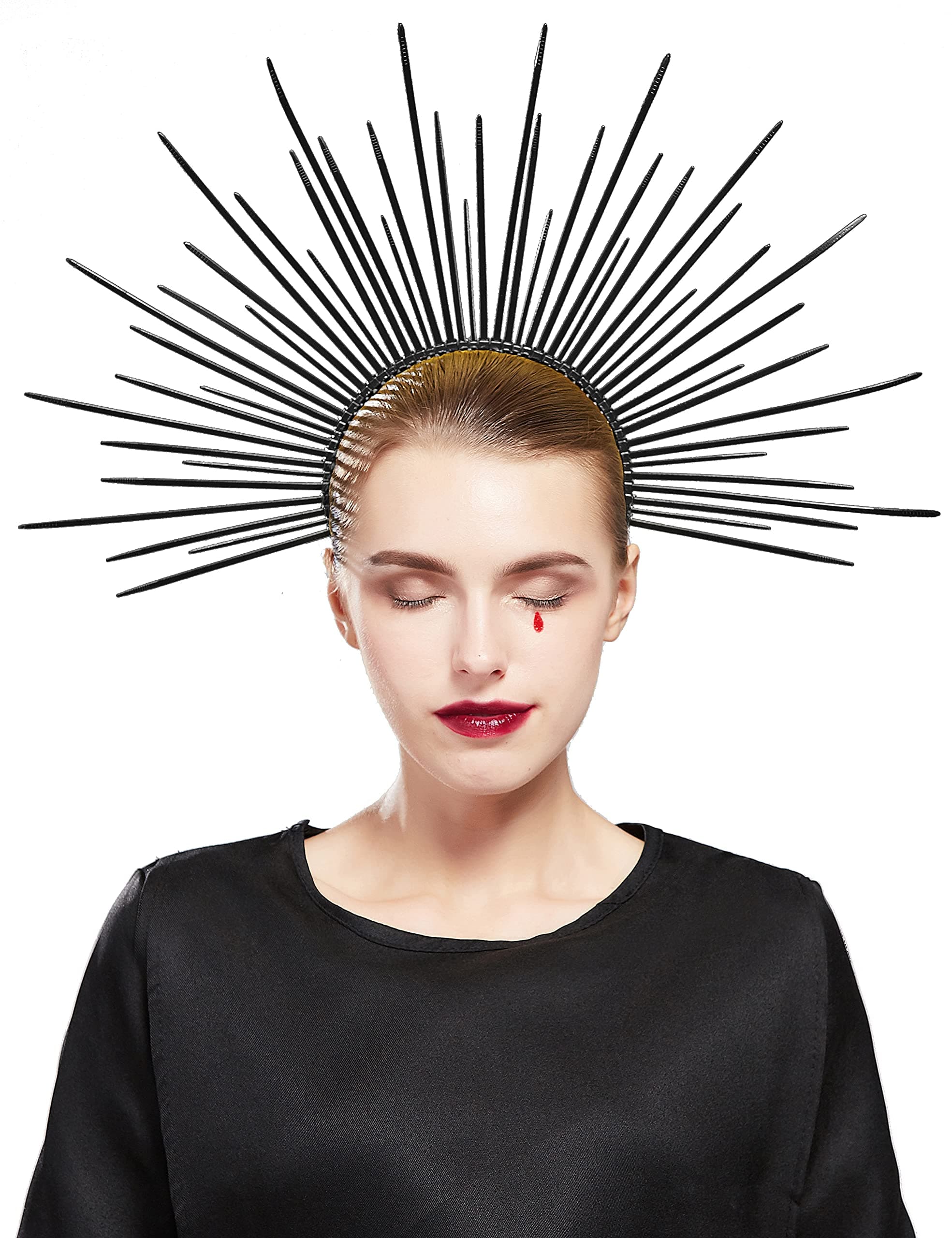 Fantherin Women's Goddess Halo Crown Headband - Zip Tie Spiked Angel Headpiece Headdress for Cosplay Halloween Costume Party