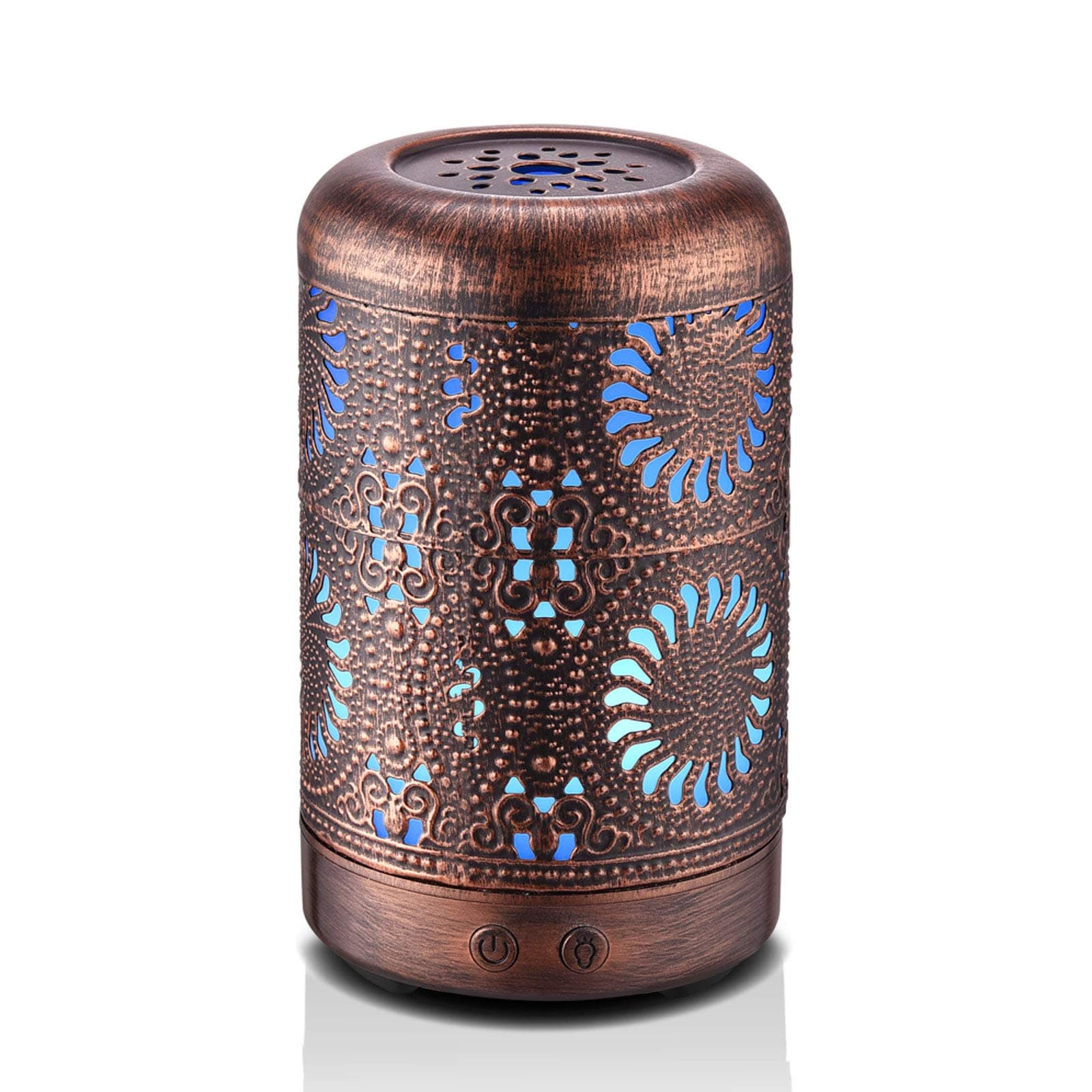 JCLOUD Essential Oil Diffuser, 100ML Aromatherapy Diffuser with Waterless Auto Shut-Off, Vintage Metal Diffusers for Essential Oils, Cool Mist Humidifier for Home