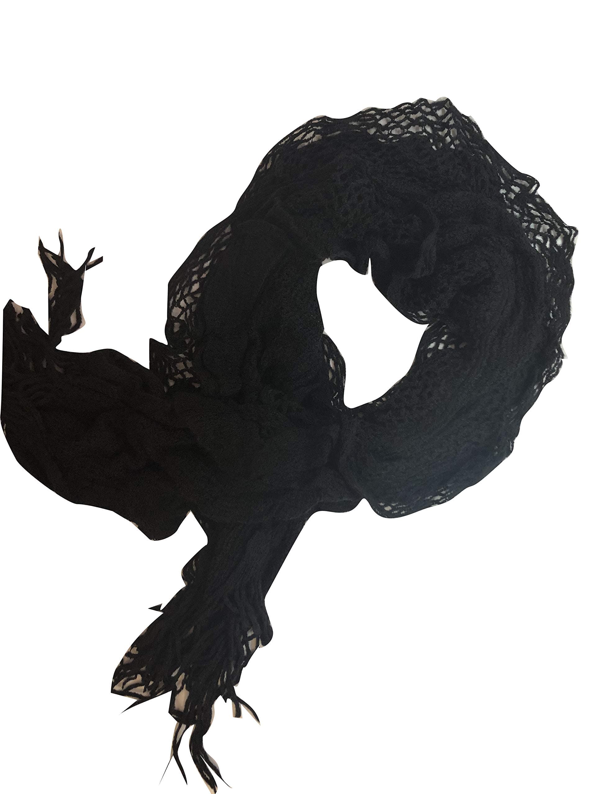 Purse babe Womens Net Chain Knitted Chunky Curly Scarf shawl With Lace And Fringe