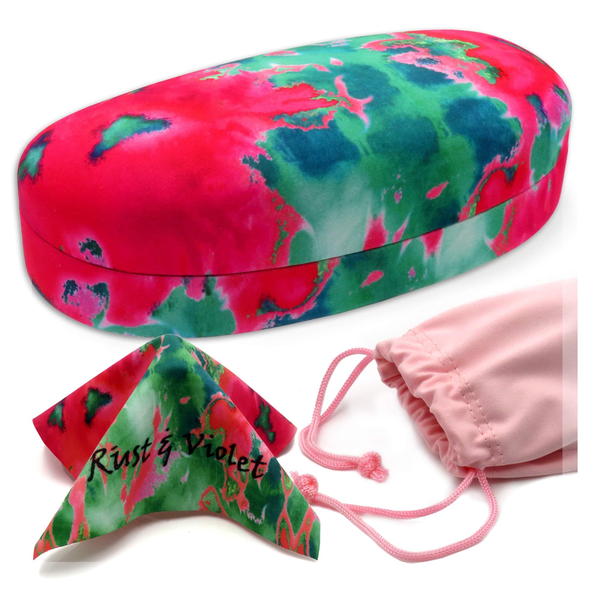 Hard Sunglasses case - Women Glasses Case Holder - Large Durable Eyeglass Case Hard Shell with Pouch & Cloth