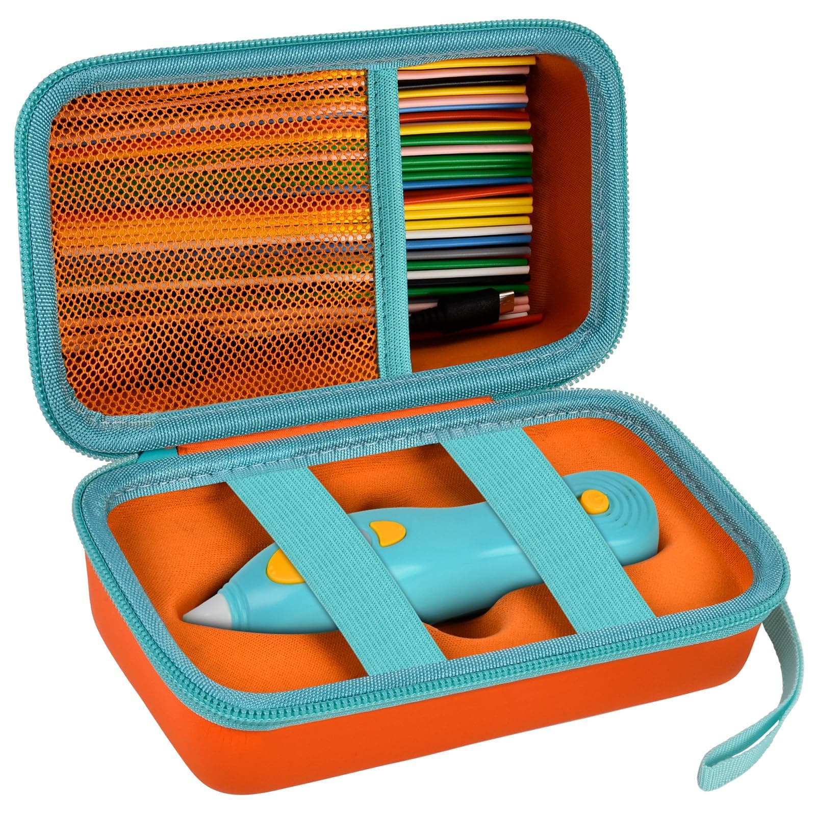 ANKHOH Organizer Case for 3Doodler Start+ Essentials 3D Pen for Kids, EVA Shell/Wrist Strap, Drop-Proof Water-Resistant, Stores for 3Doodler Pen Filament USB for Travel/Home/School (Box Only) Orange