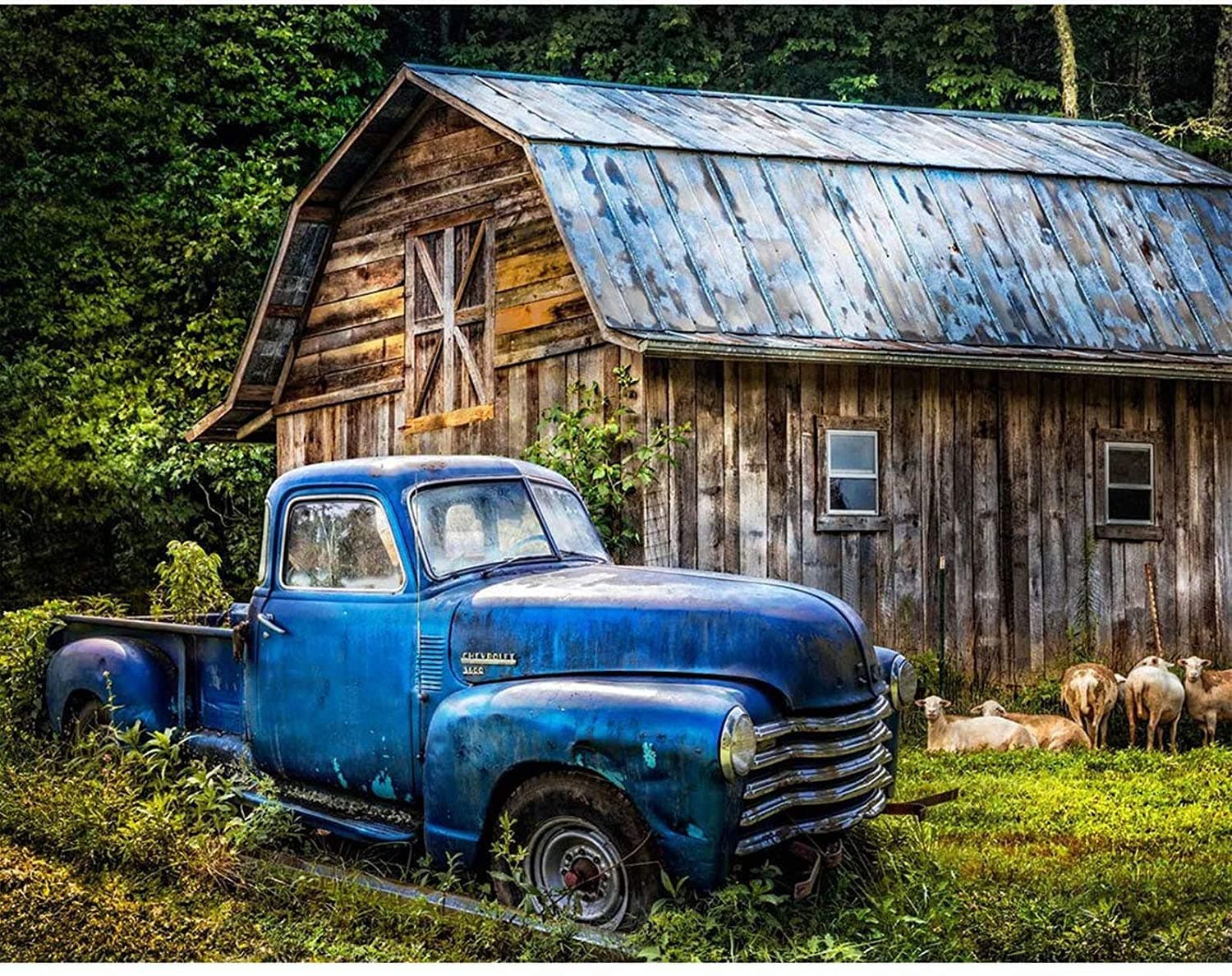 XHLEMON 5D Diamond Painting Kits for Adults Full Drill 13.7x17.7 Inch Barn Round Cross Stitch Patterns Diamonds Arts Crafts Paintings Truck Scenery Rhinestones Dot Home Wall Art Decor 35x45cm