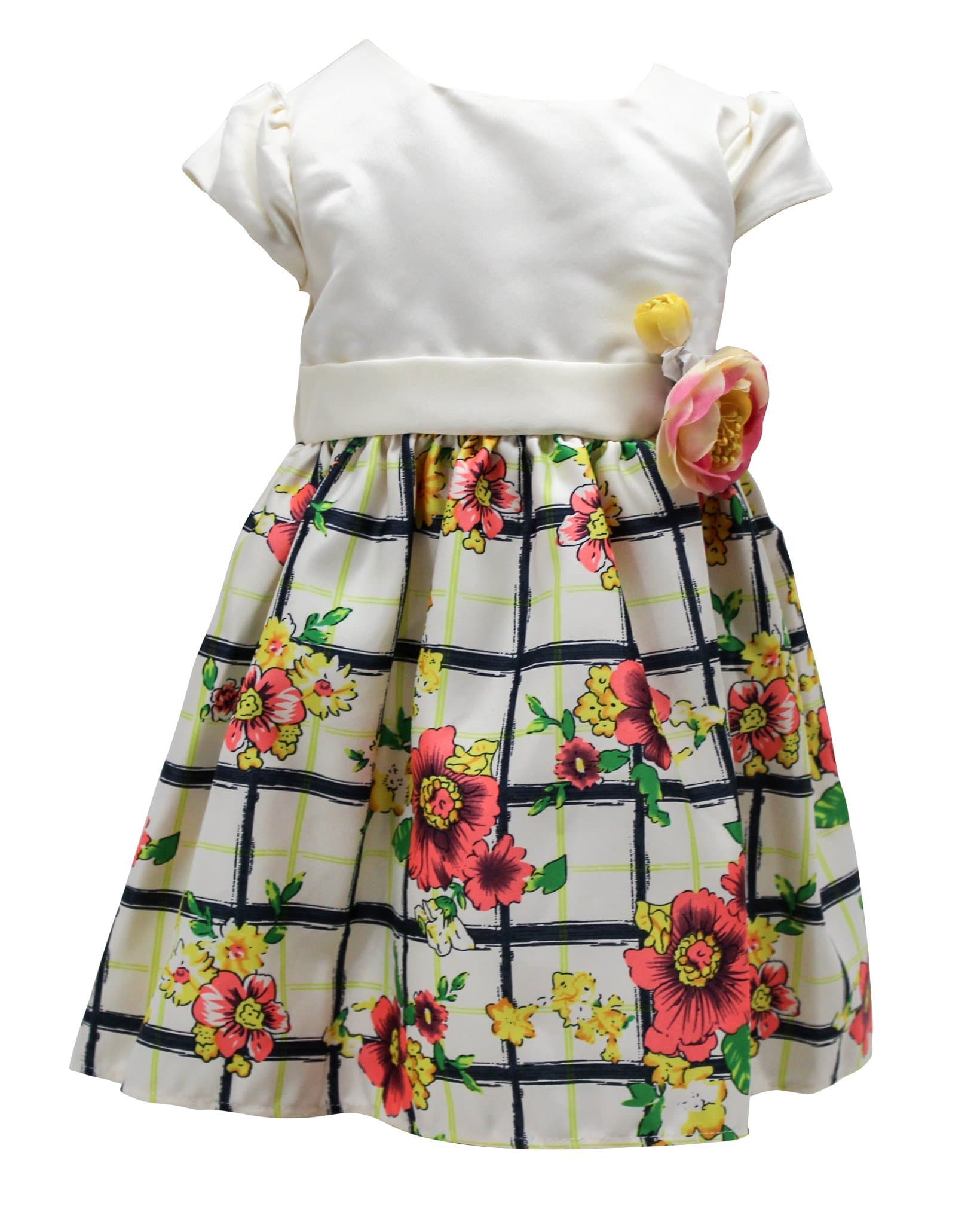 Dorissa Big Girls Penny Floral Plaid Party Dress