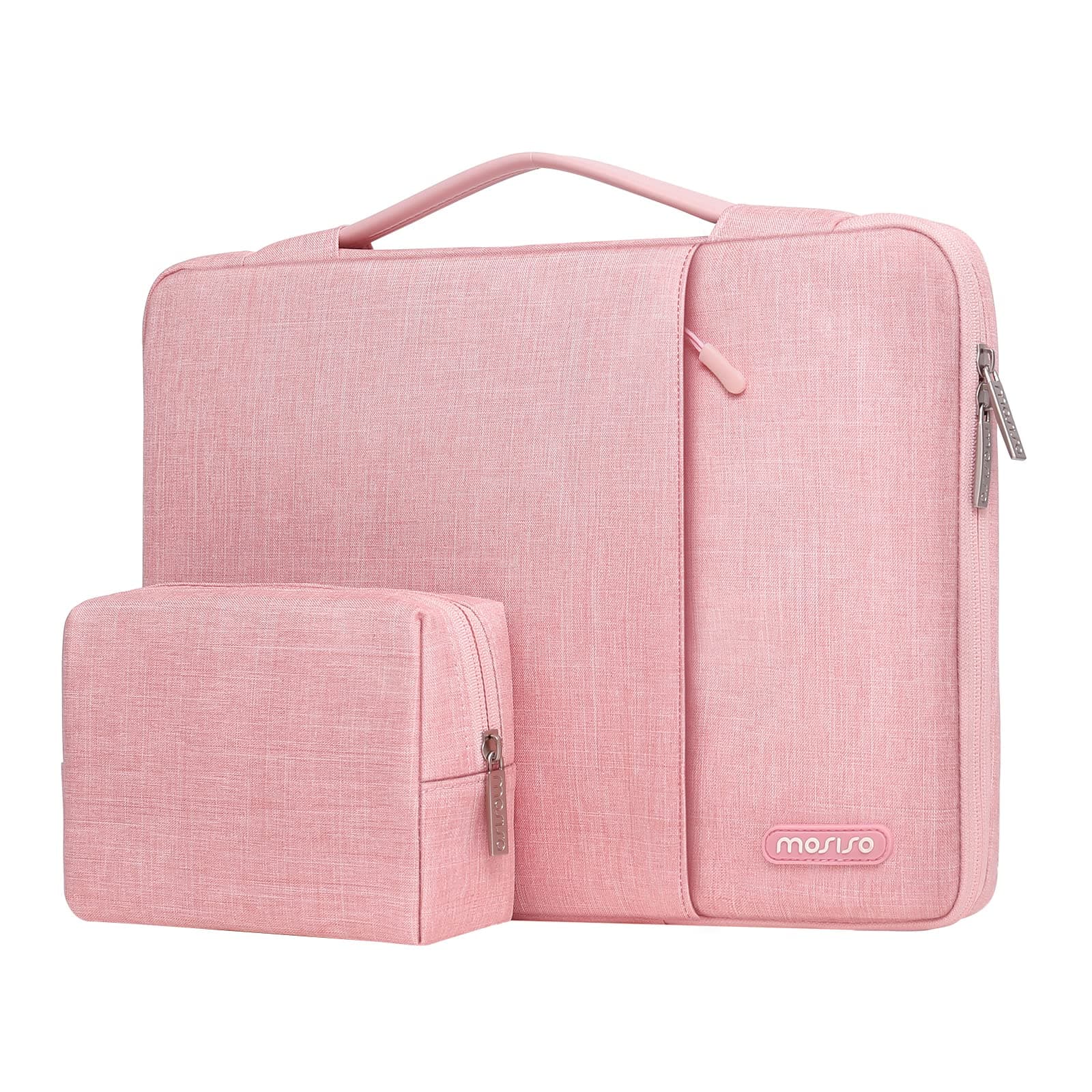360 Protective Laptop Sleeve Compatible with MacBook Air/Pro, 13-13.3 inch Notebook, Compatible with MacBook Pro 14 inch 2025-2021 M1 A2442, Vertical Bag with Small Case&Trolley Belt, Pink