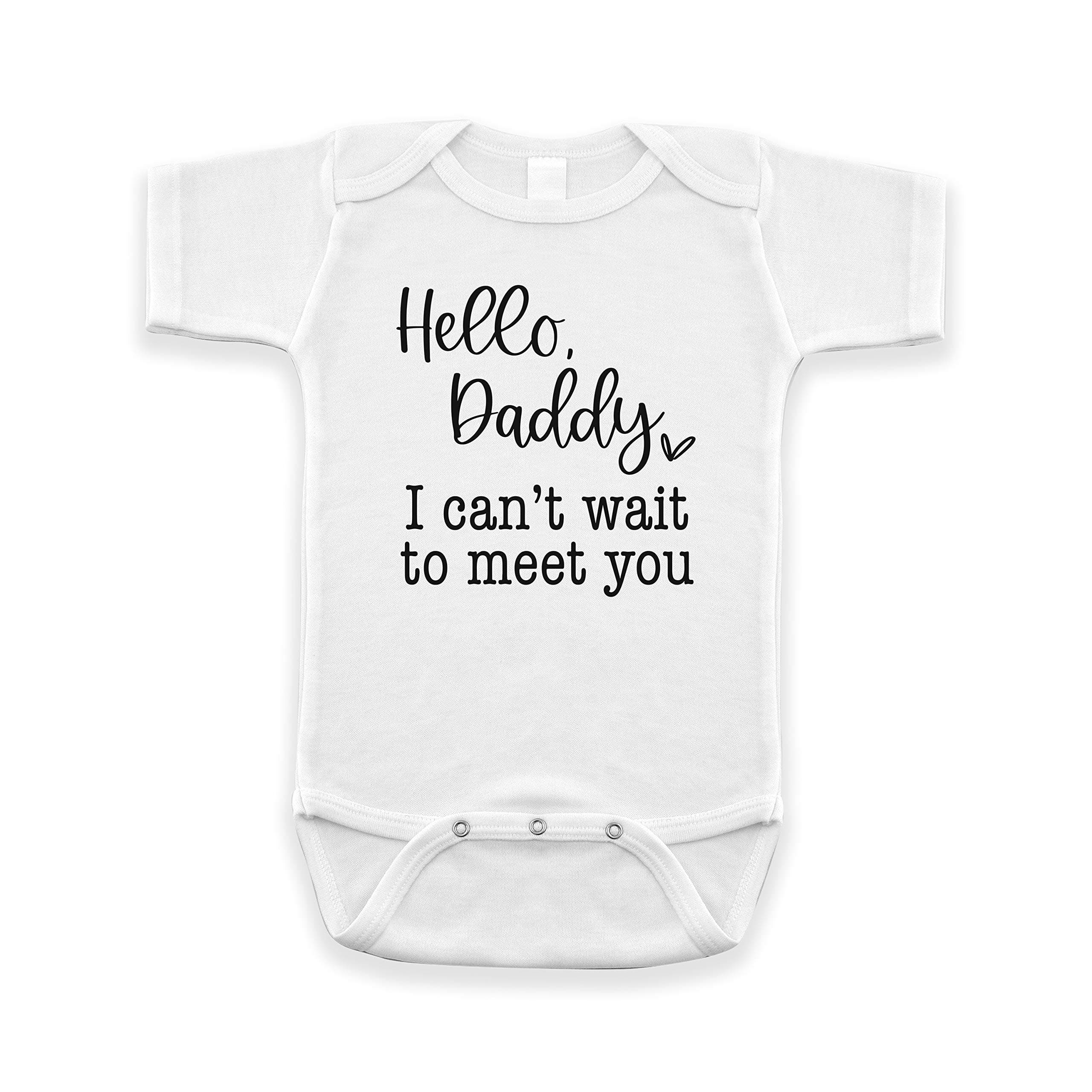Pineapple Pancake KidsHello, Daddy Surprise Pregnancy Announcement For Dad Infant Bodysuit Gift White 0-3 Months