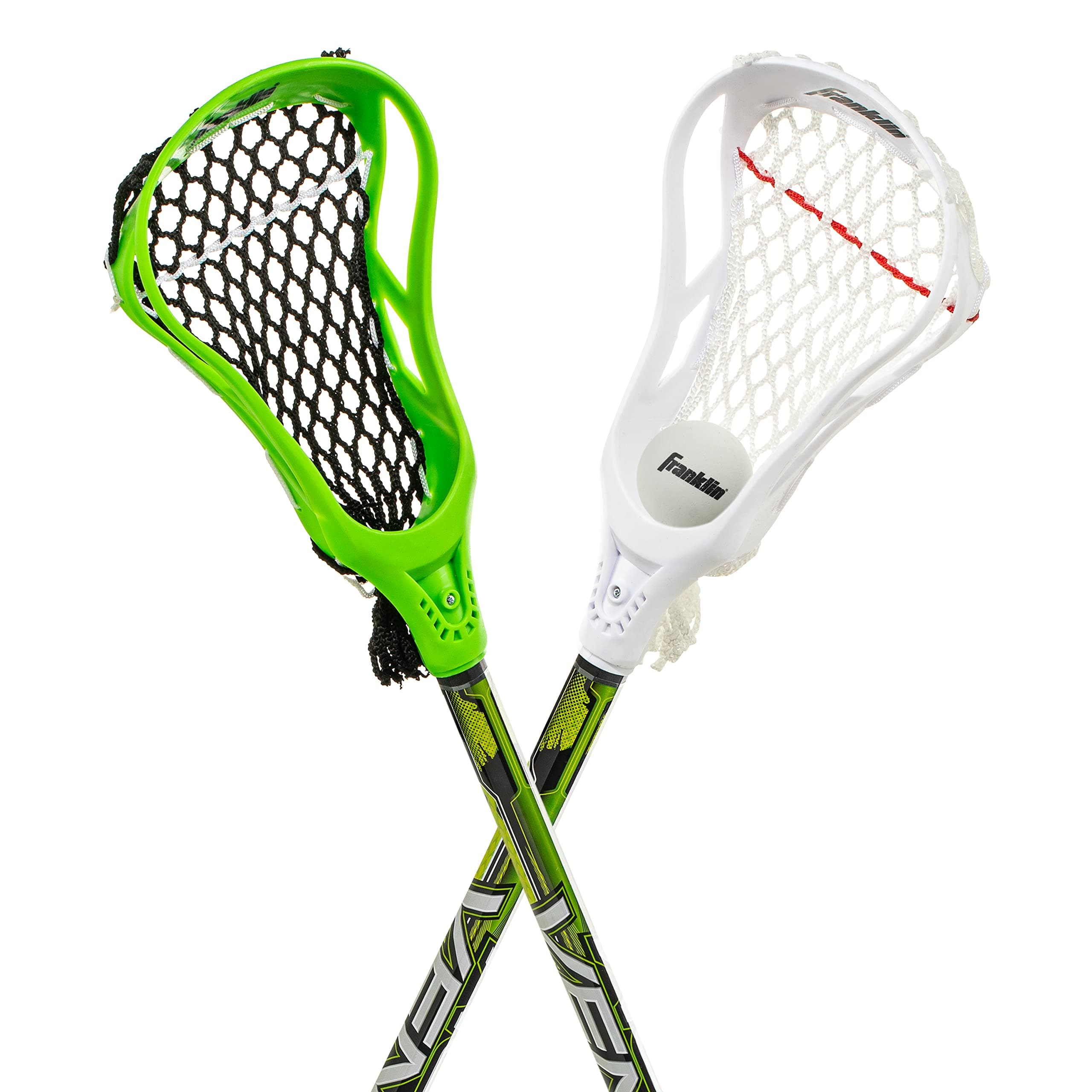 Franklin Sports Lacrosse 2 Stick and 1 Ball Set, Green
