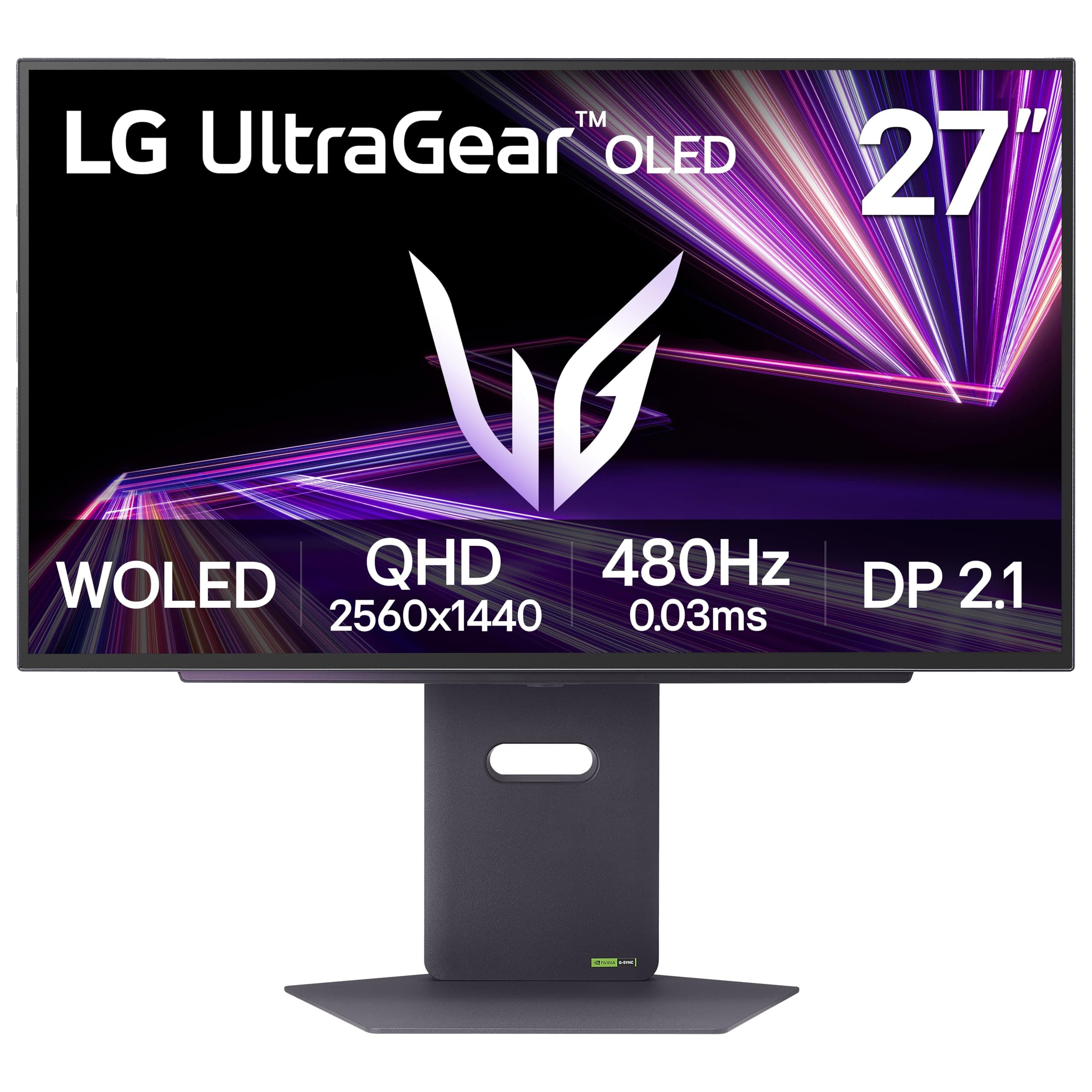 27GX790A-B 27-inch Ultragear OLED Gaming Monitor QHD 1440p 480Hz, 0.03ms, DisplayPort 2.1, True Black 400, NVIDIA G-Sync, AMD FreeSync Premium Pro, HDMI, USB, Tilt/Height/Swivel/Pivot Stand, Black