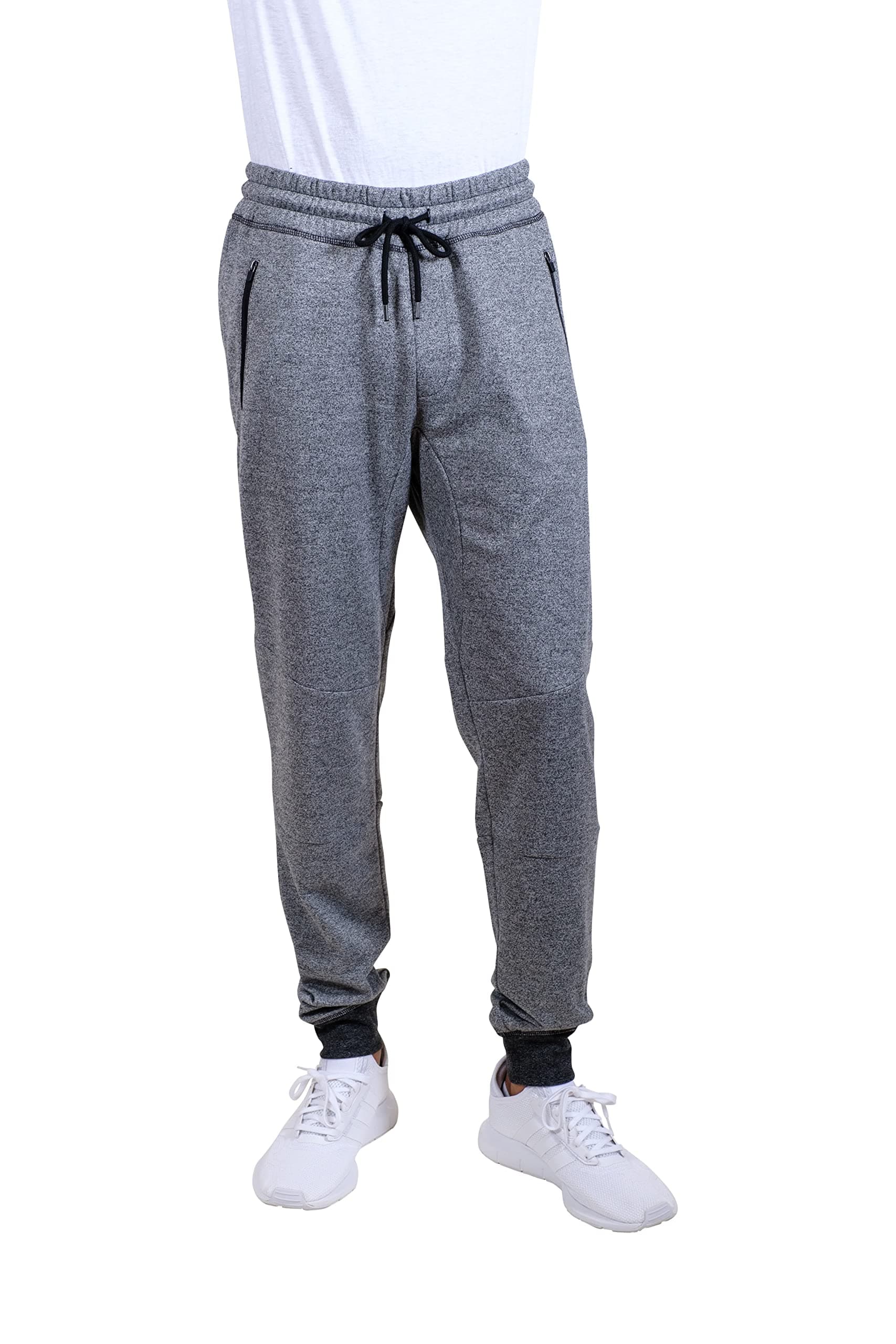 BROOKLYN ATHLETICS Mens Fleece Jogger Pants Active Zipper Pocket Sweatpants
