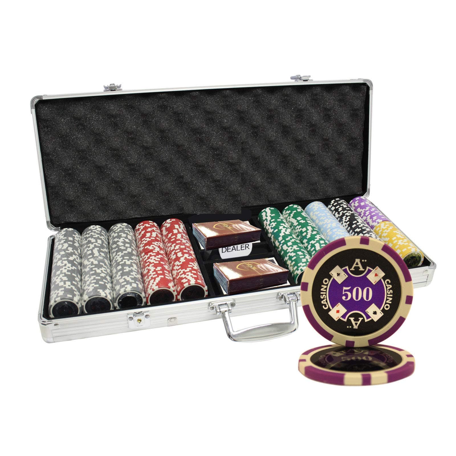MRC POKER 500 pcs Ace Casino Laser Poker Chips Set with Aluminum Case