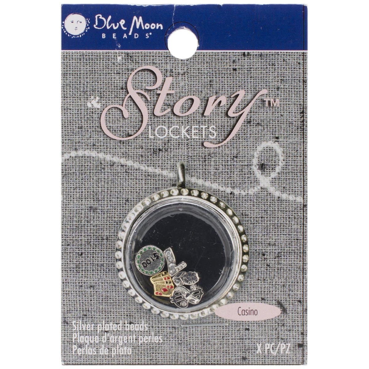 Blue Moon Story Lockets Metal Charm Assortment 5/Pkg-Casino