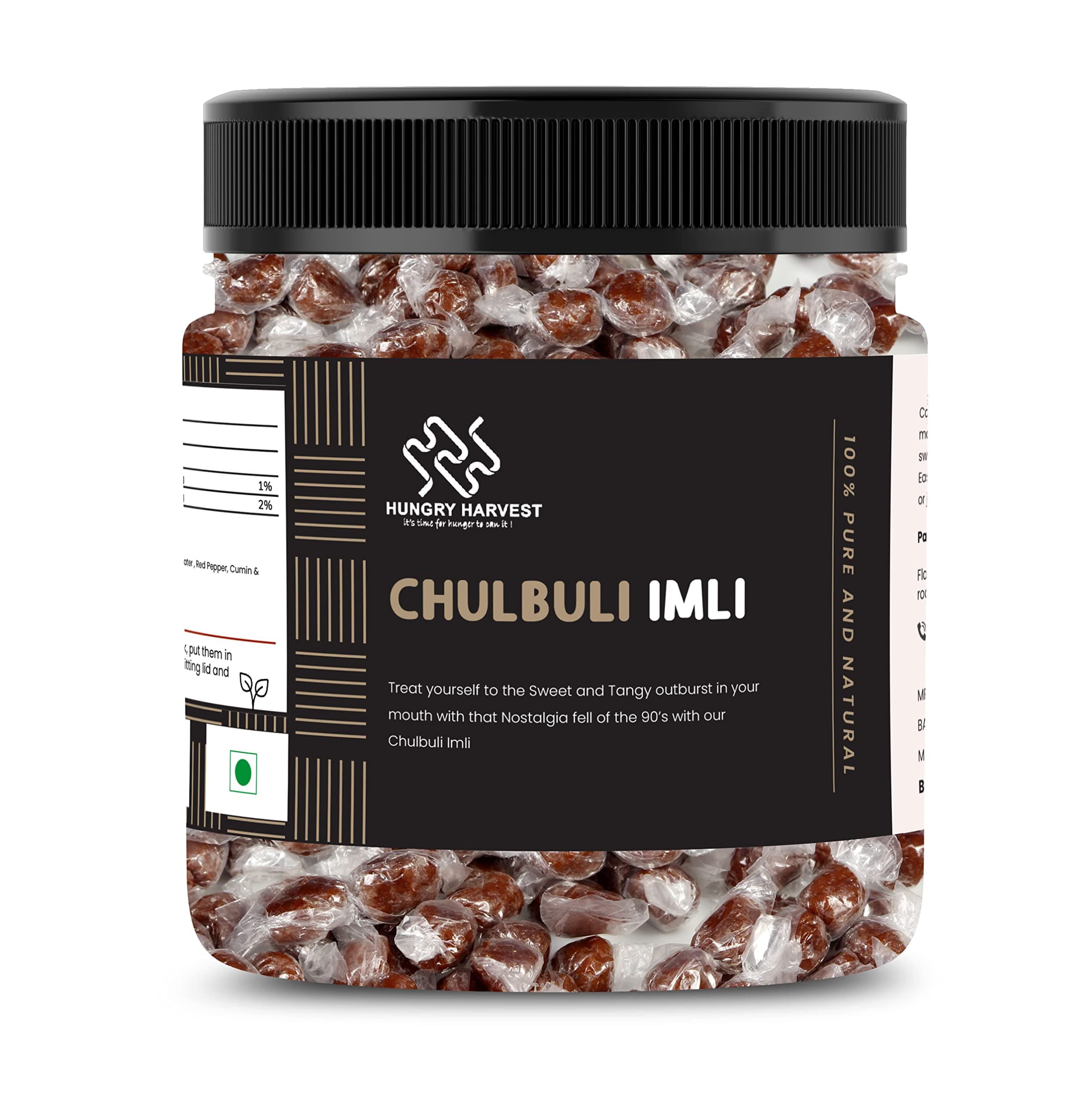 Hungry Harvest Imli Candy Khatti Meethi Imly, Chulbuli Emli 300 gms Tamarind Twist Candy [Jar Pack] Pack of 1 of 300 Grams)