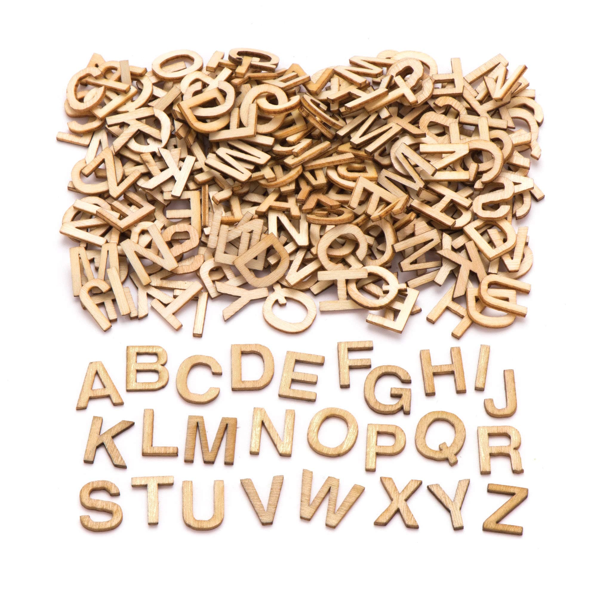 Baker Ross AW350 Mini Wooden Letter Templates (Pack of 260) For Kids to Decorate and Display - 13 mm