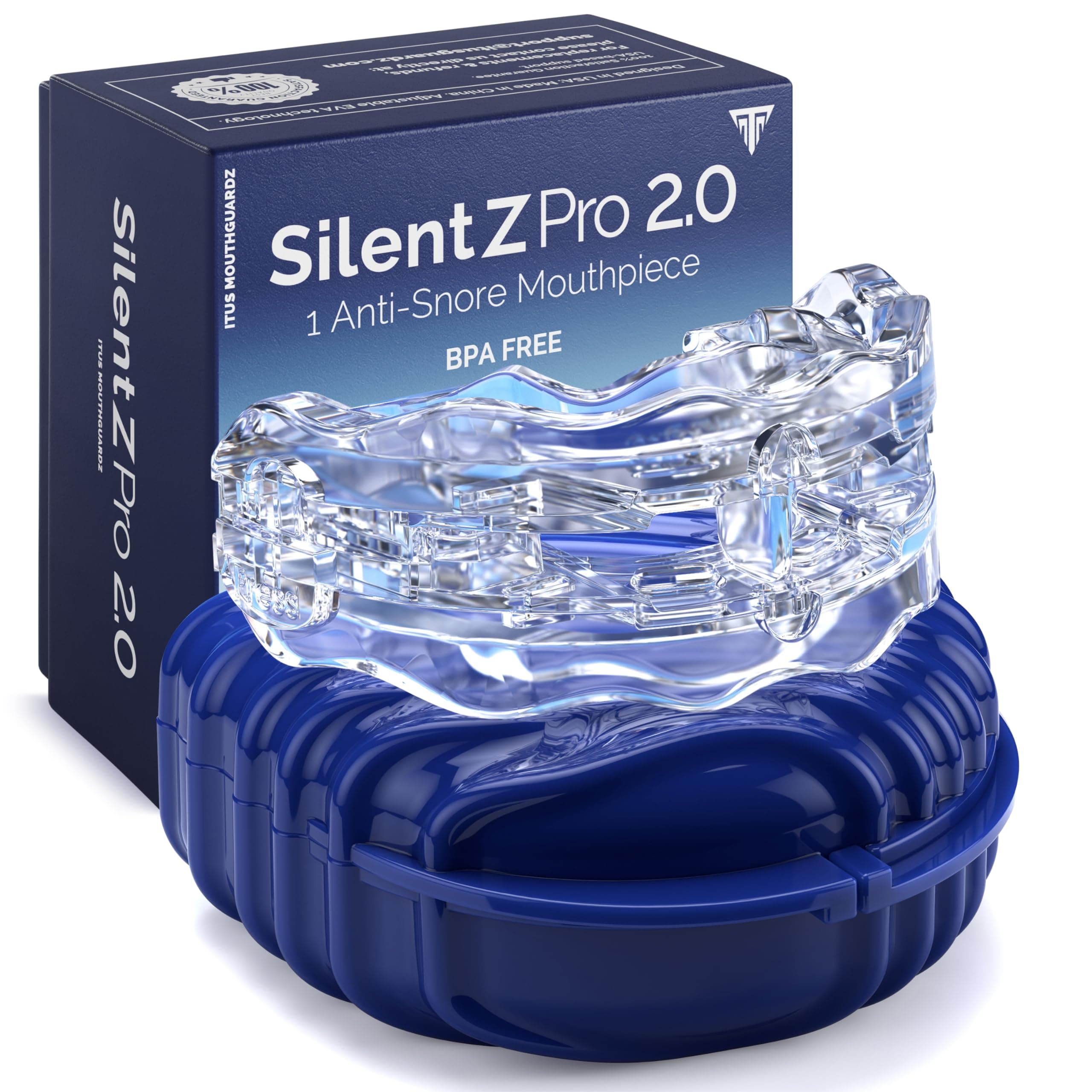 SilentZPro 2.0 - USA Designed & FDA-Cleared Anti Snore Mouthpiece - Fully Adjustable Anti Snore Mouth Guard - Professional Patented Anti Snore Device, Large