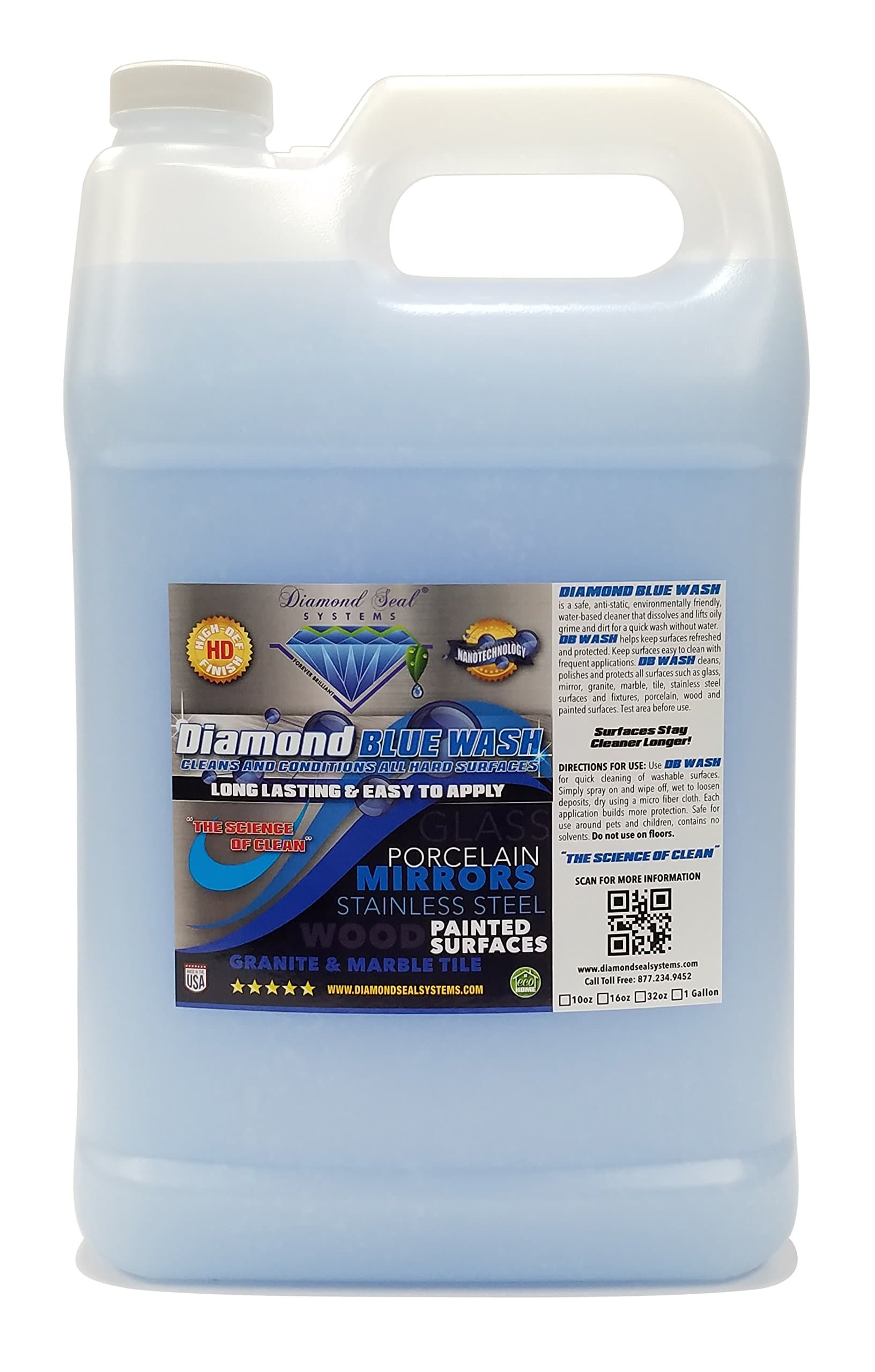 Made in The USA. Diamond Blue Repellent Wash Nano-tech. Cleans,Shine Best Cleaner for Glass, Granite, Countertops Wood & Stainless Steel. Direct from The Manufacturer 32oz Easy to use sp - 1 Gallon