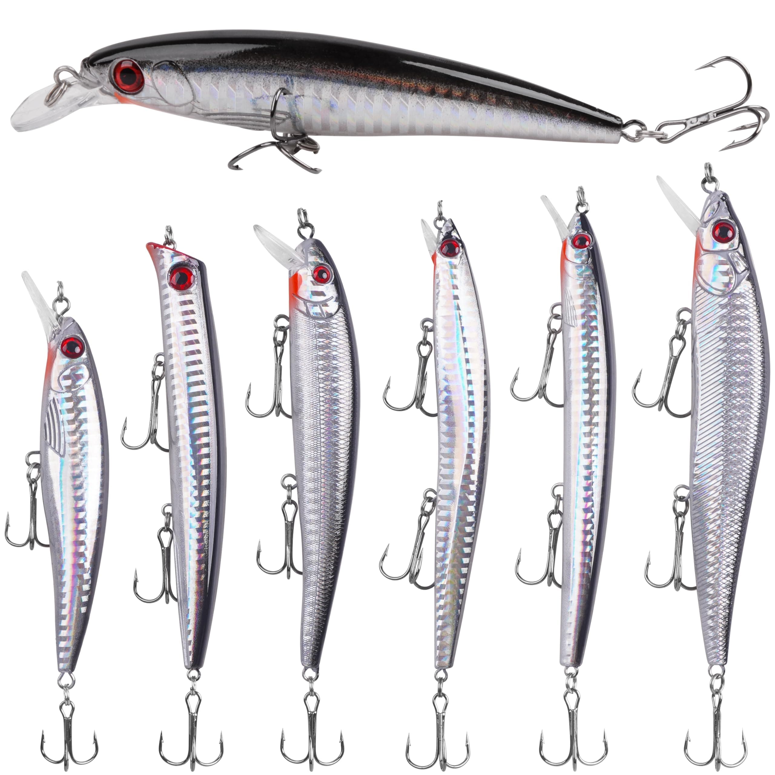 Saltwater Fishing Lures Kit, Surf Fishing Sriper Lures Saltwater Minnow Baits Deep Diving Jerkbait Popper Plugs Set for Striped Bass Offshore Ocean Tackle