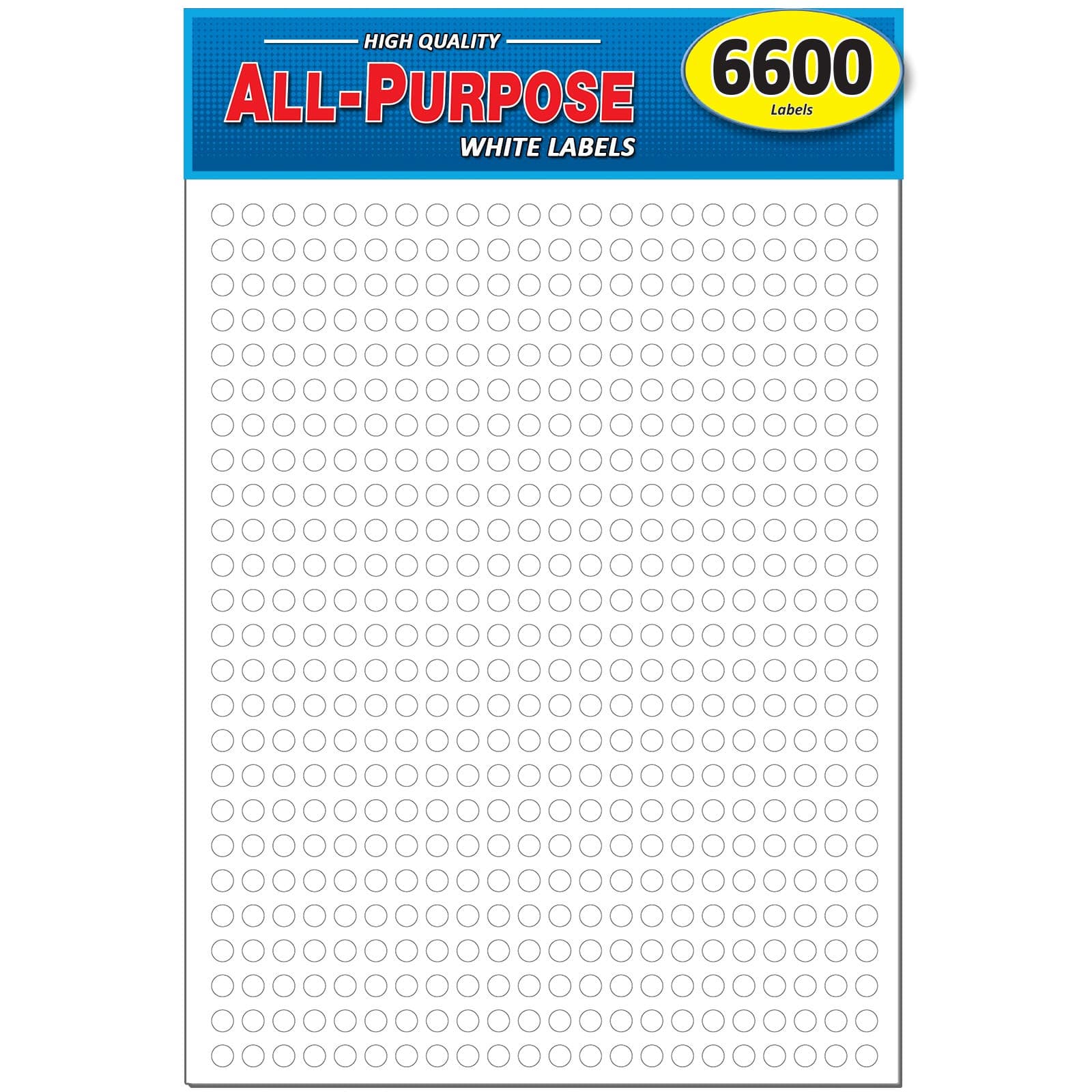Pack of 6600, 1/4" Round White Color Coding Circle Dot Labels, 8 1/2" x 11" Sheet, 0.25 in.