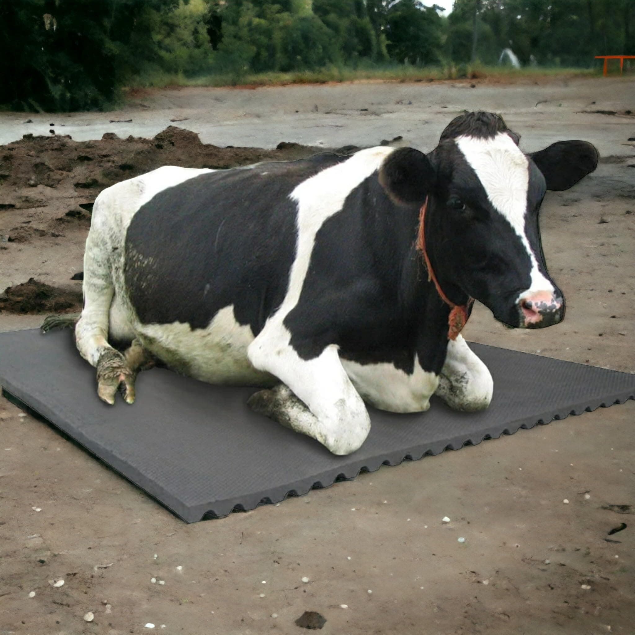 Dhara Animal Feeding Waterproof Rubber mat 8 * 5 feet BPA Free for Dairy Farm Horse, Cow, Buffalo and Bull Easy to Clean (Black)