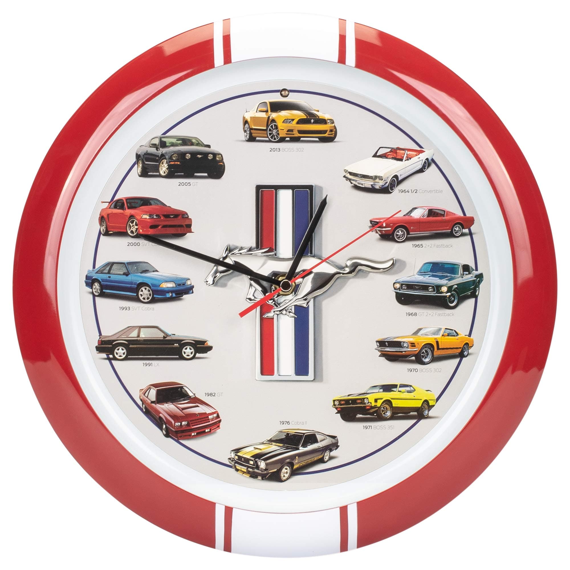 Mark Feldstein & Associates History of Mustang Sound Wall Clock, 13 Inch Red
