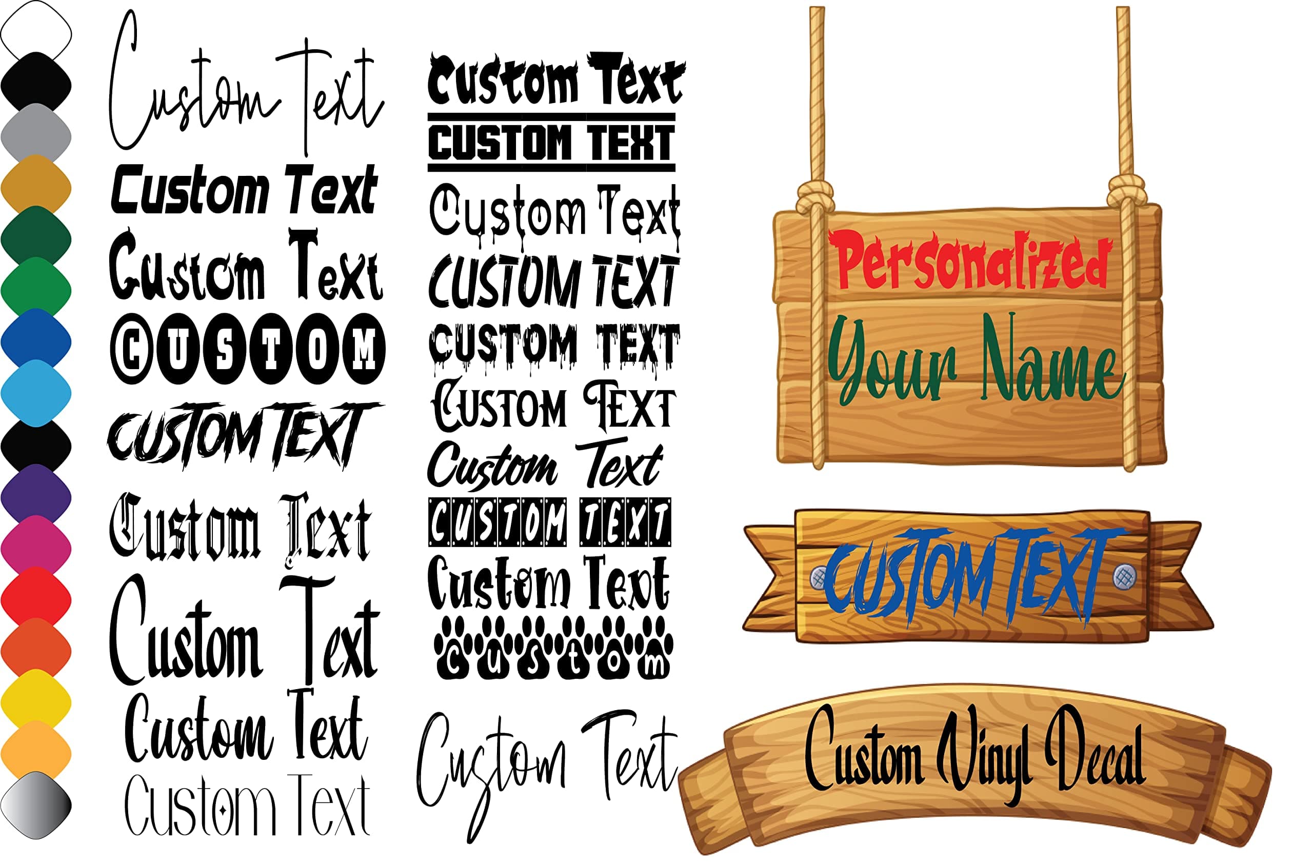 Personalized Design Your Own Name Custom Vinyl Decal - Custom Text Vinyl Sticker Car - Window - Boat - Lettering JDM Automotive Windshield Graphic Name Letter Auto Vehicle Door Banner