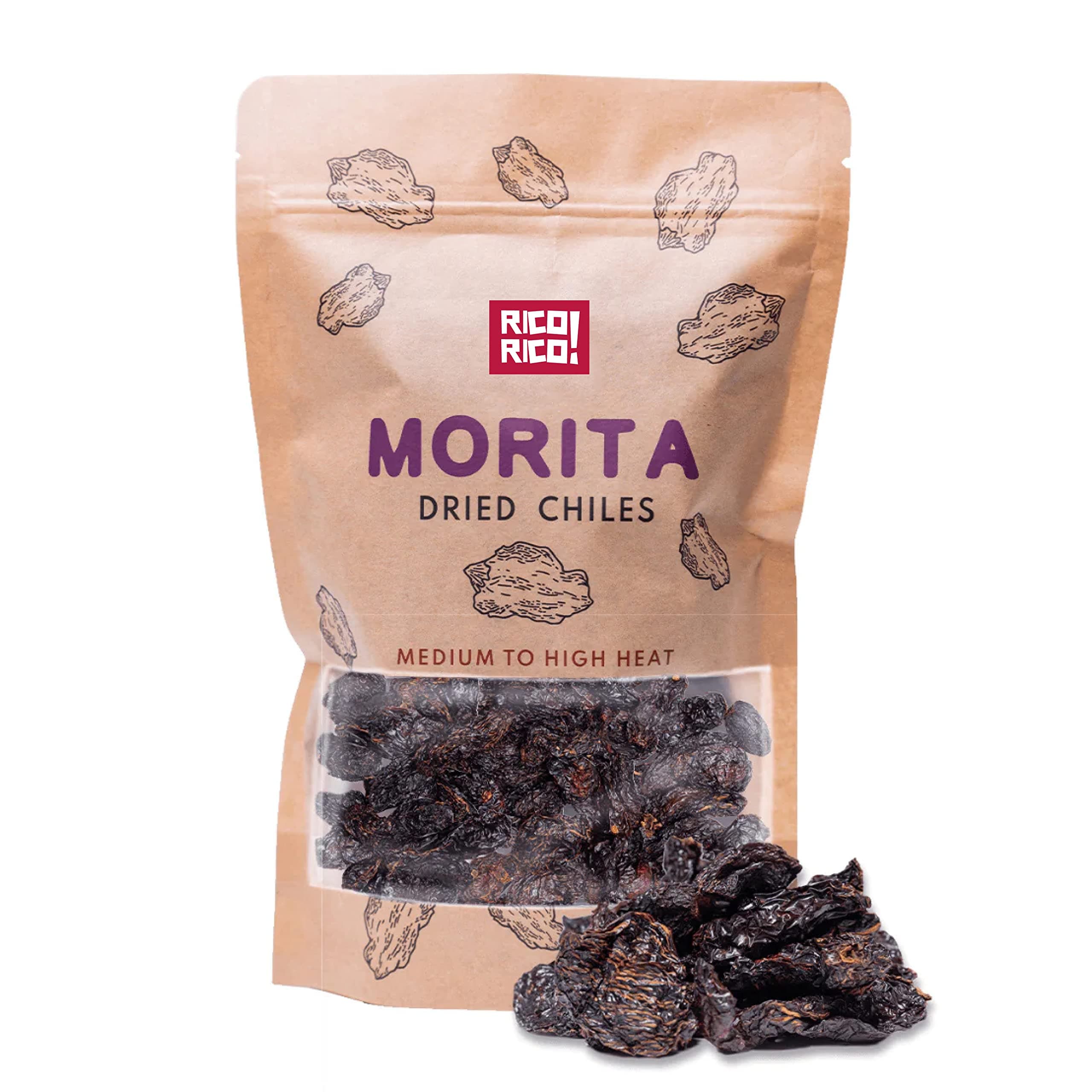 RICO RICO - Dried Chipotle Peppers (8 oz) - Premium Dried Chili Peppers for Mexican Recipes, Smokey Flavor, Chipotle Pepper Ideal for Adobo Sauce, Medium to High Heat, Packaged in Resealable Kraft Bag by RICO RICO