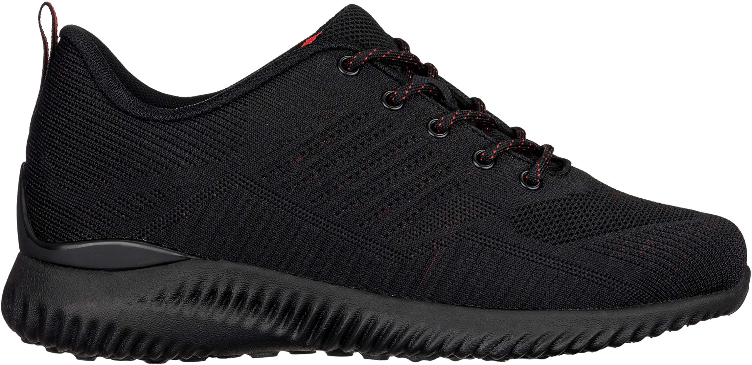 CALTO Men's Invisible Height Increasing Elevator Shoes - Black/Red Ultra Lightweight Sporty Sneakers - 2.6 Inches Taller - Q211 - Size 8 D(M) US