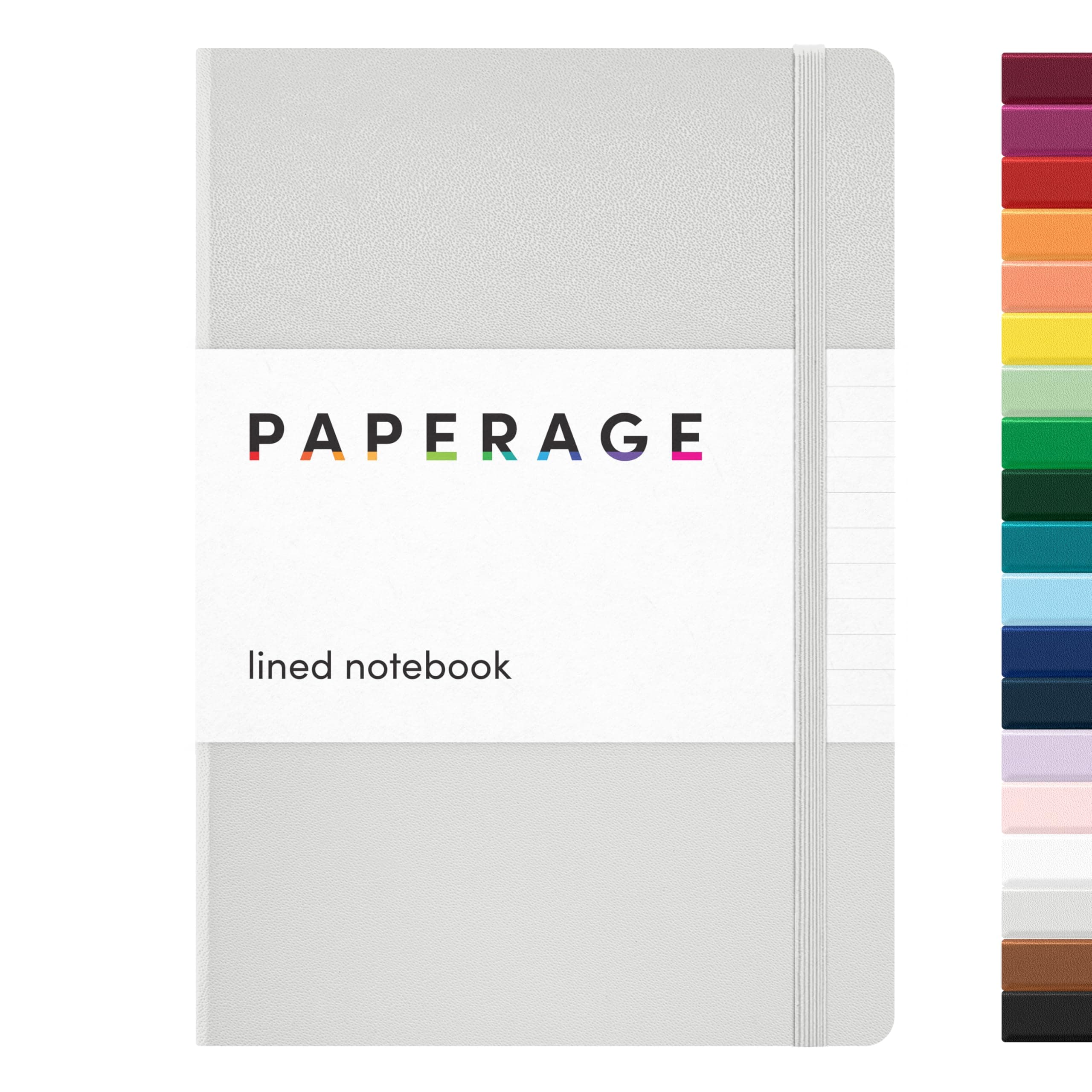PAPERAGE Lined Journal Notebook, (Light Grey), 160 Pages, Medium 5.6 in x 8 in - 100 GSM Thick Paper – Hardcover Journaling Notebook for Work, School & Note Taking