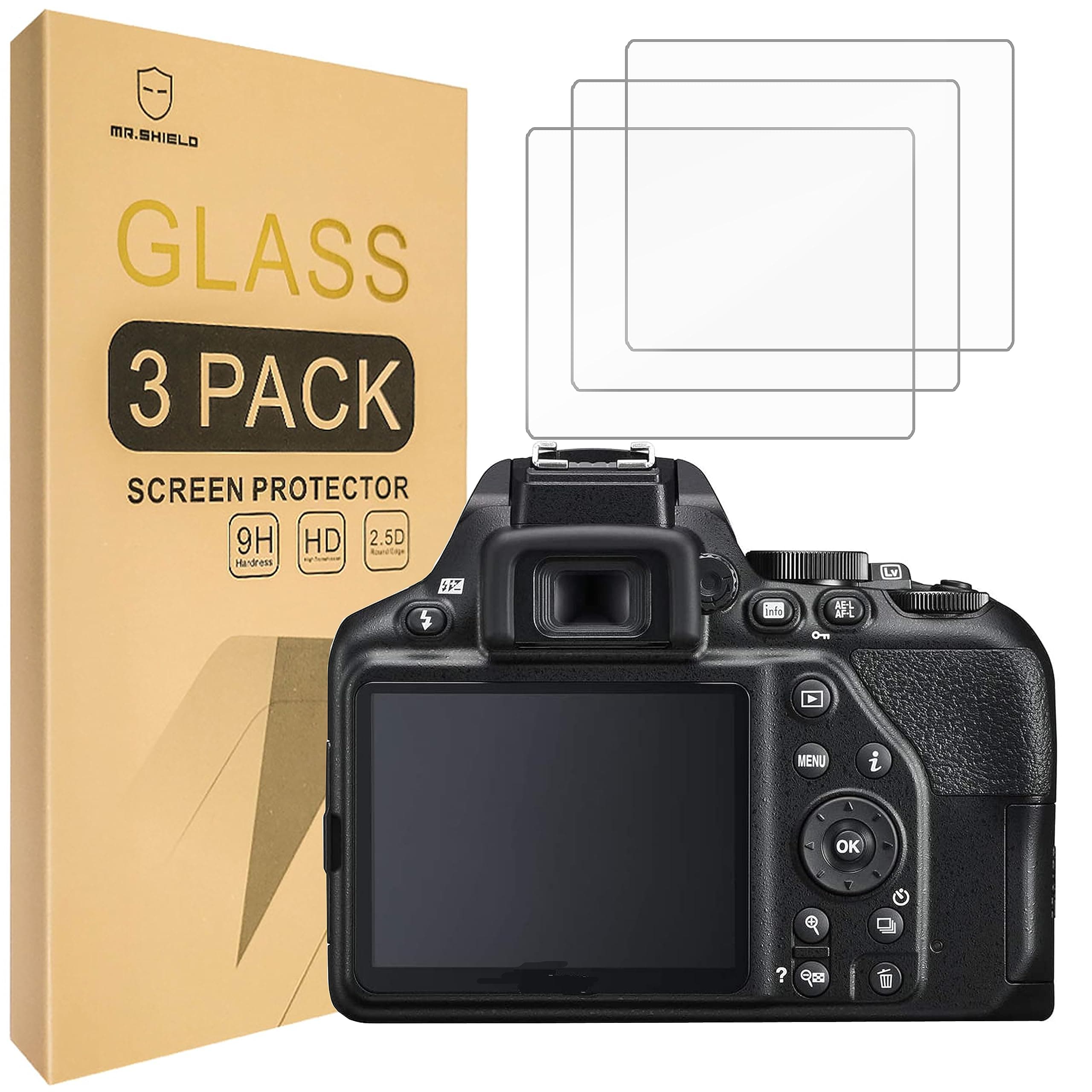 Mr.Shield [3-Pack] Screen Protector For Nikon D3500 D3400 D3100 D3200 D3300 DSLR Camera [Tempered Glass] [Japan Glass with 9H Hardness] Screen Protector