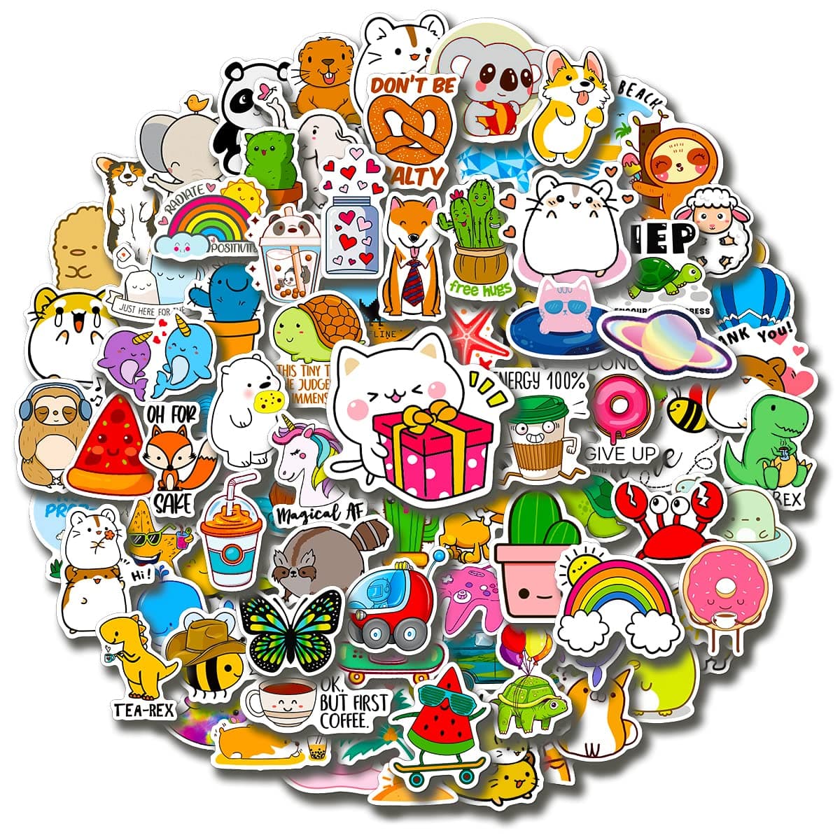 100Pcs Cute Stickers,Aesthetic Vinyl Waterproof Stickers for Laptop,Bumper,Skateboard,Water Bottles,Computer,Phone, Cute Anime Stickers for Kids Teens Adult
