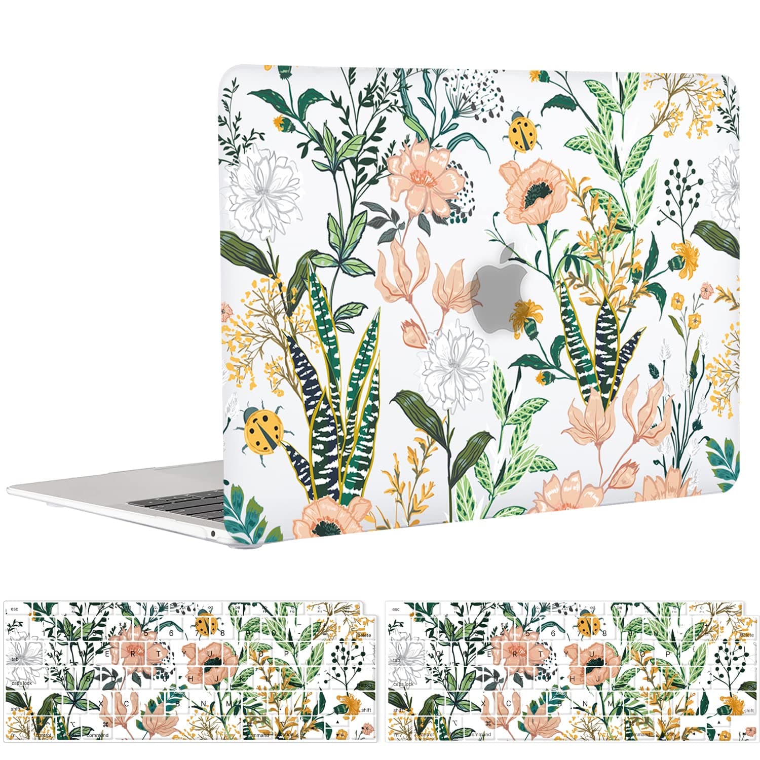 Floral Flower MacBook Air 13 inch Case & Keyboard Cover (A2337 M1/A2179/A1932, 2018-2020 Release), Hard Case Only Compatible New Air 13.3 with Retina Display & Touch ID