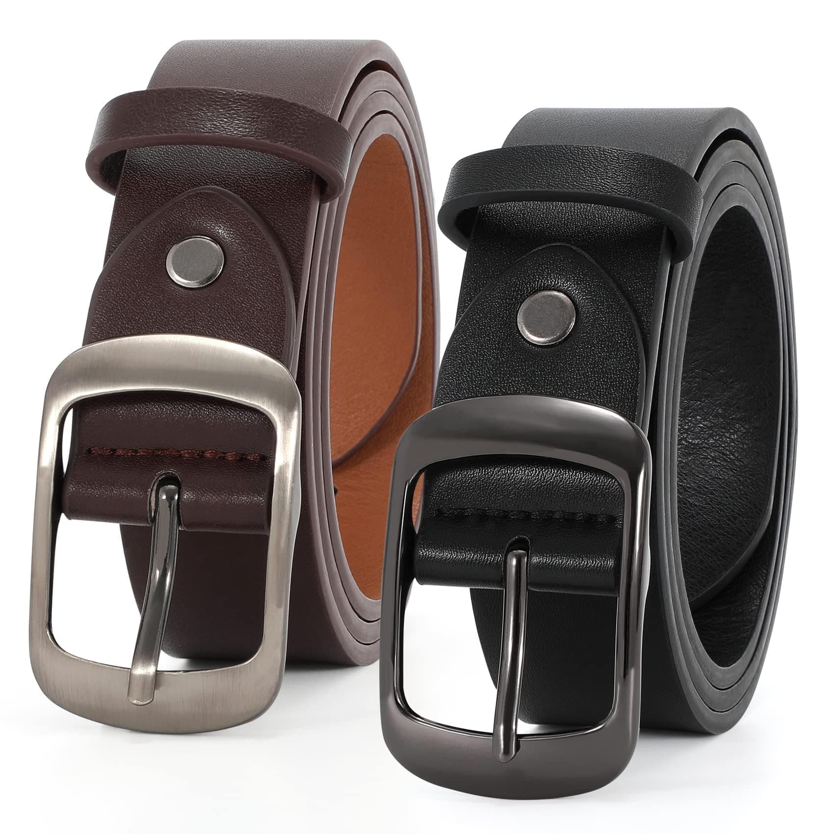2 Packs Women Leather Belts for Jeans Fashion Leather Ladies Waist Belt