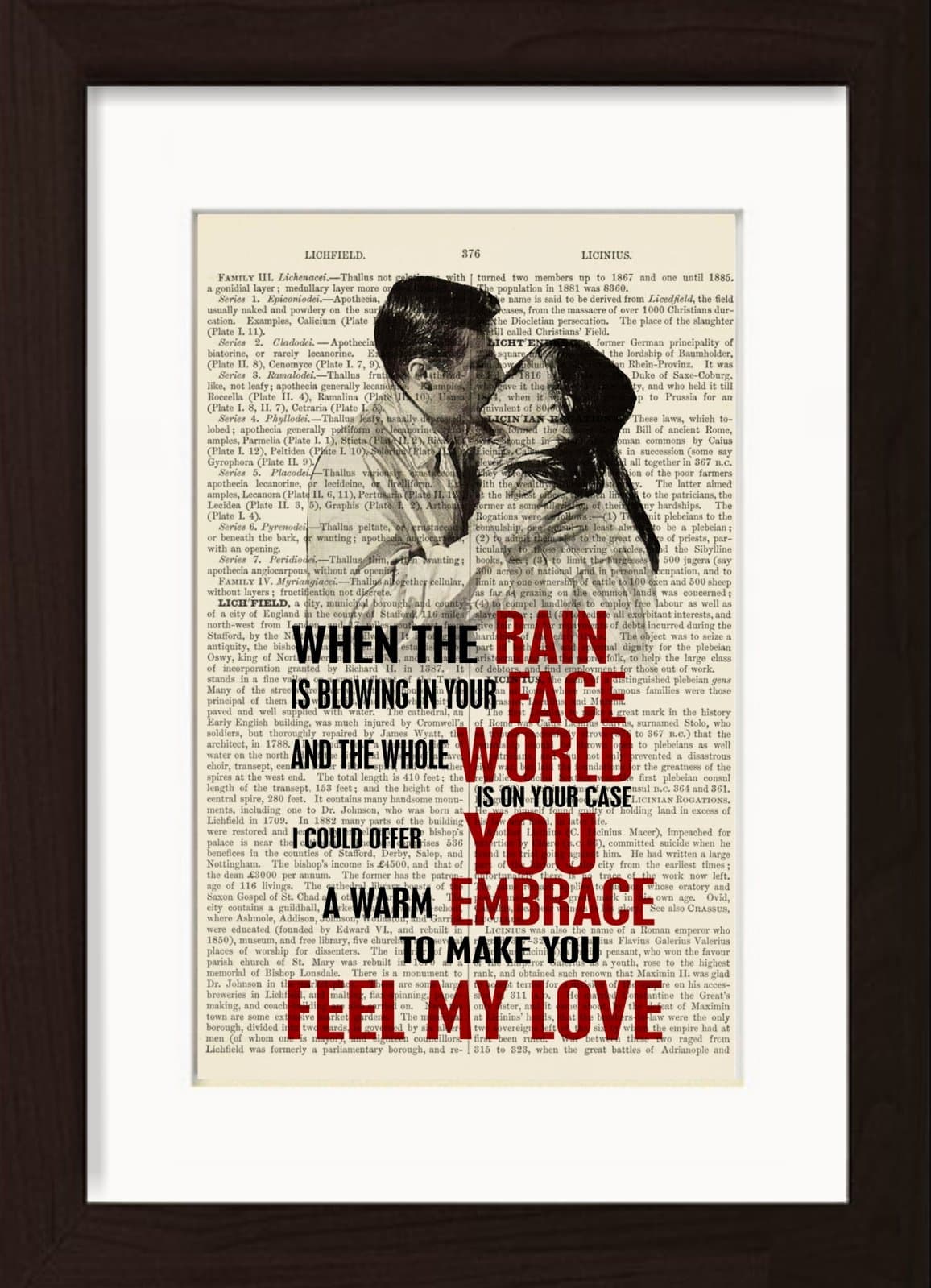 Bob Dylan Adele Inspired Make Me Feel Your Love Mounted/Matted Ready To Frame Dictionary Art Print