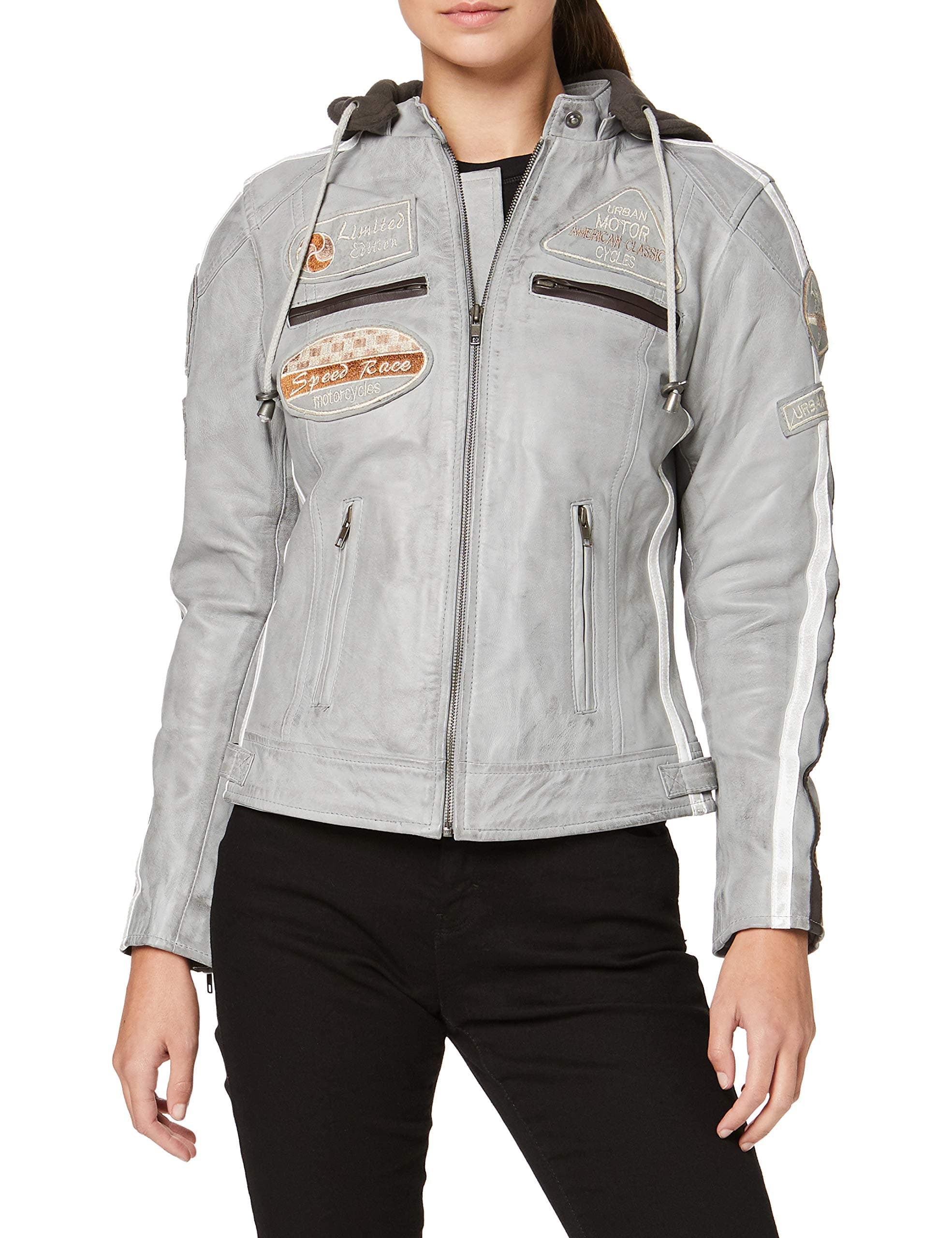 Women's Leather Motorcycle Jacket '58 LADIES' | Lambskin Biker Jacket | CE Approved Remouvable Armour for Back, Shoulders and Elbows